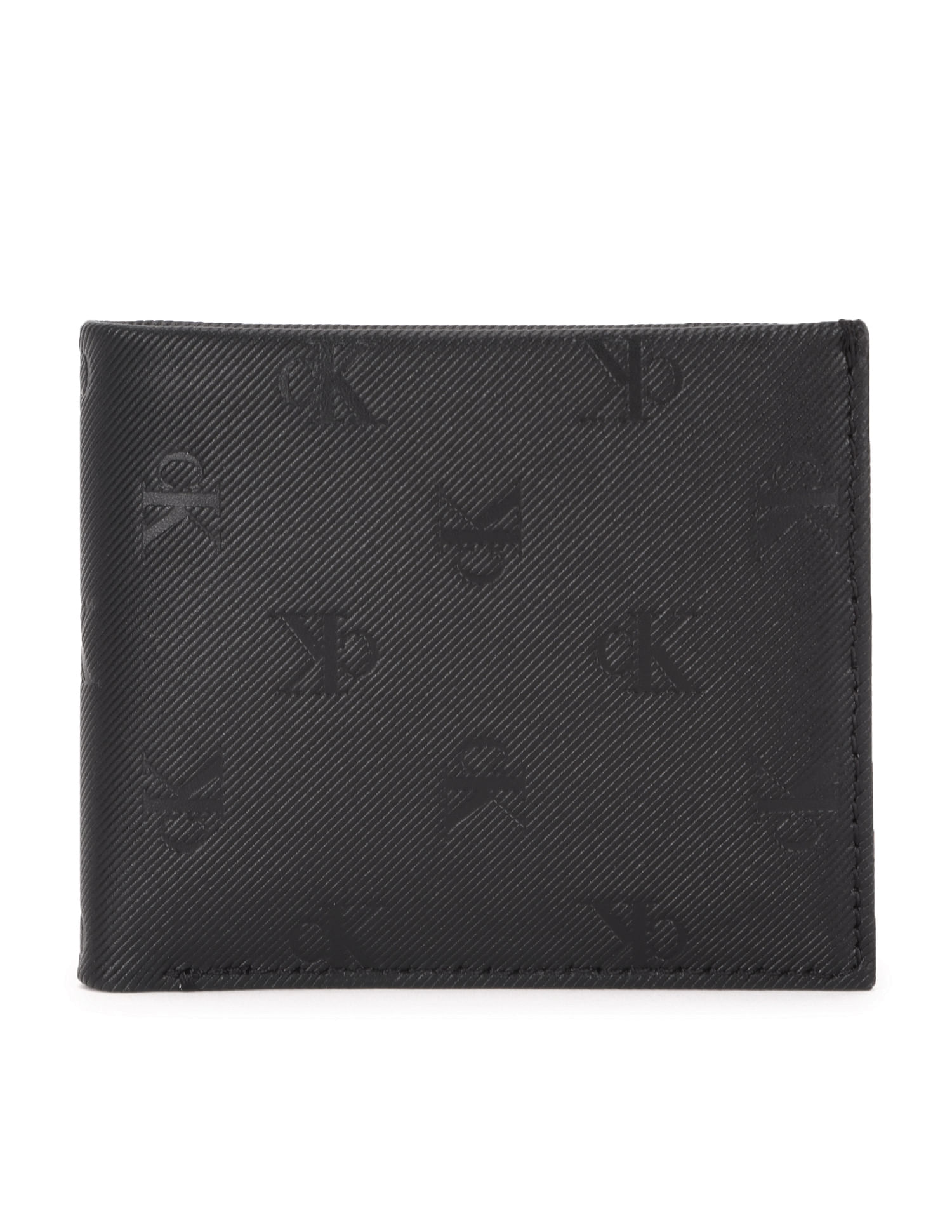 Calvin Klein Jeans Monogram Textured Bifold Wallet, Black (One Size)