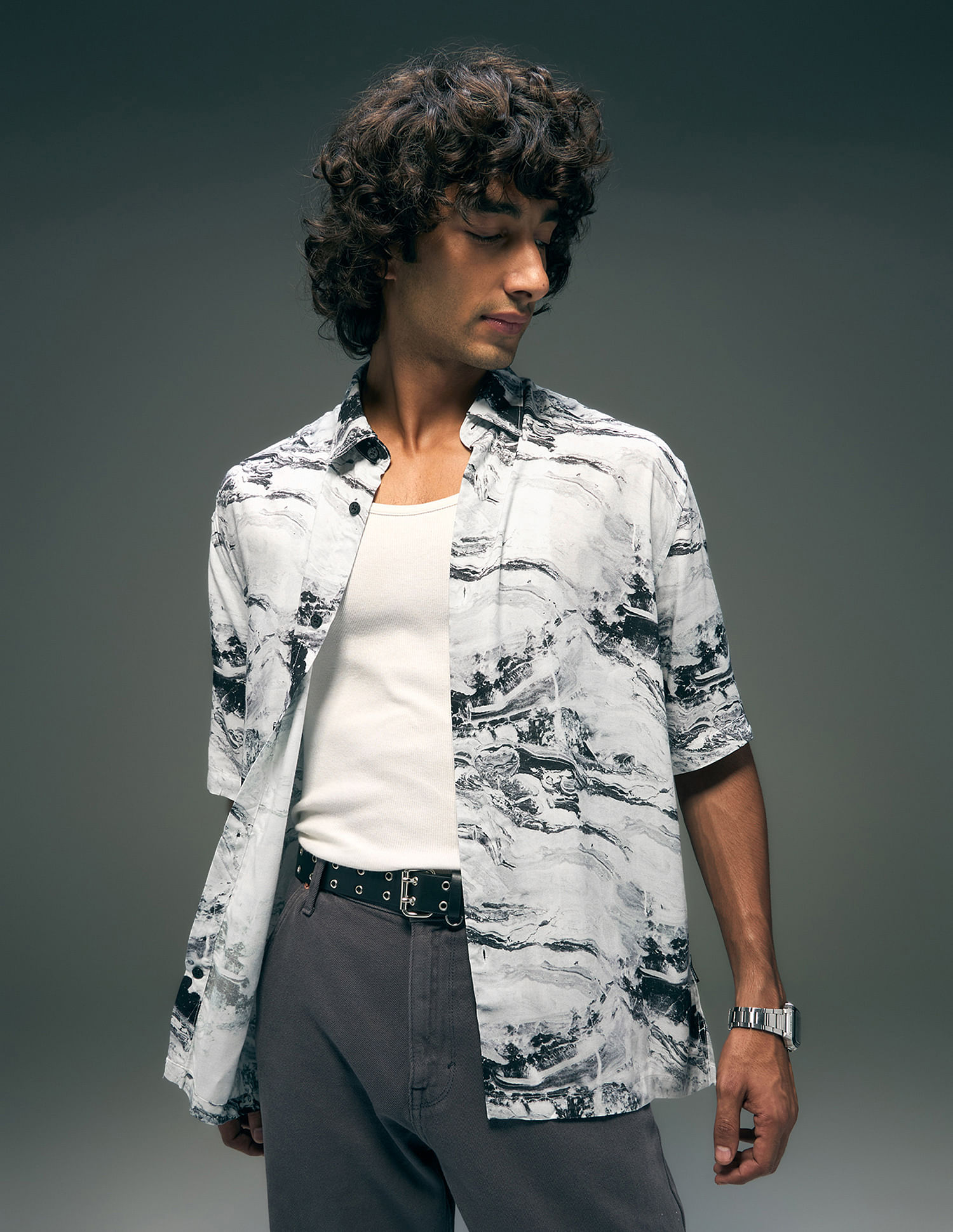 Flying Machine Abstract Printed Oversized Shirt