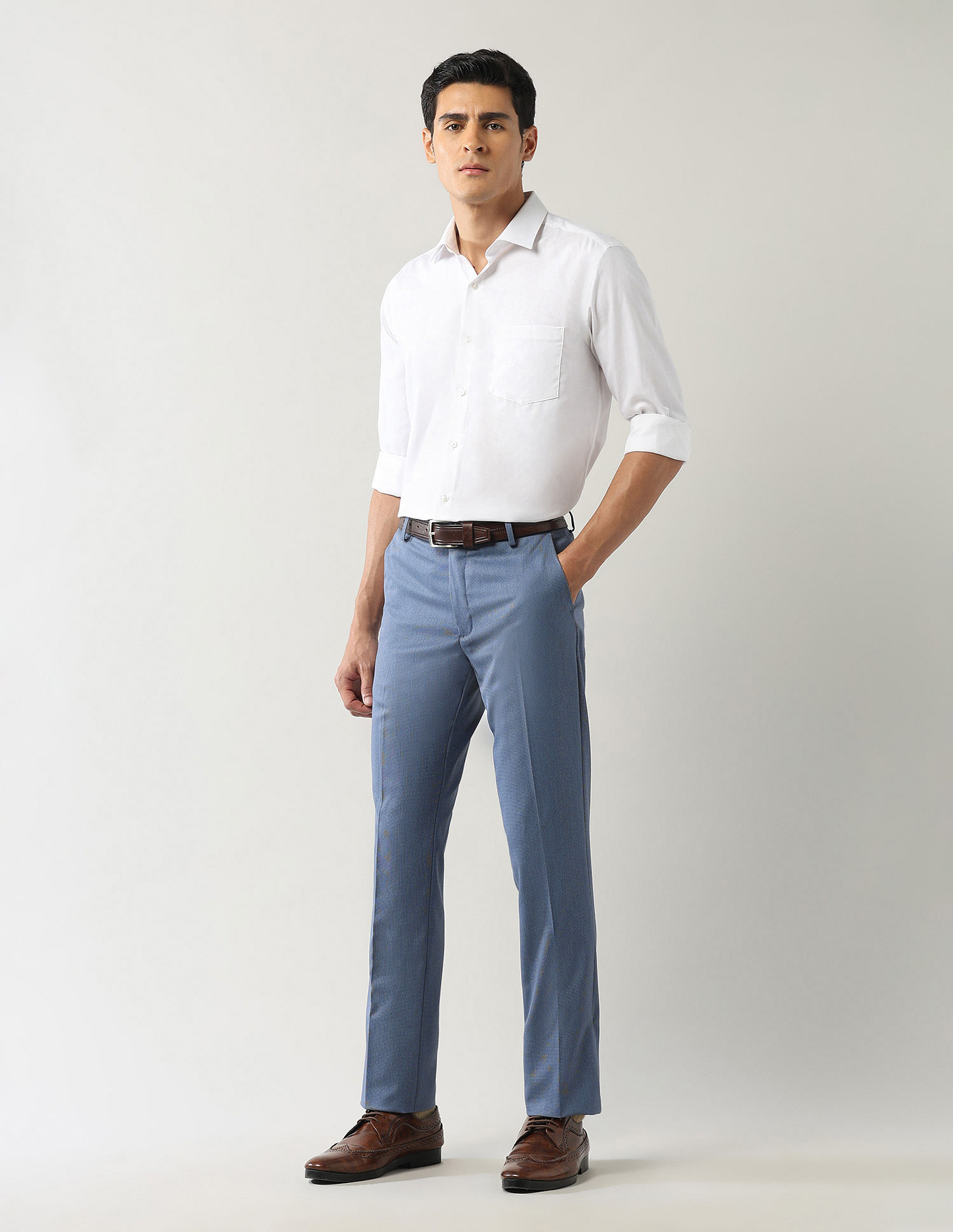 Arrow Mid Rise Smartflex Dobby Trousers