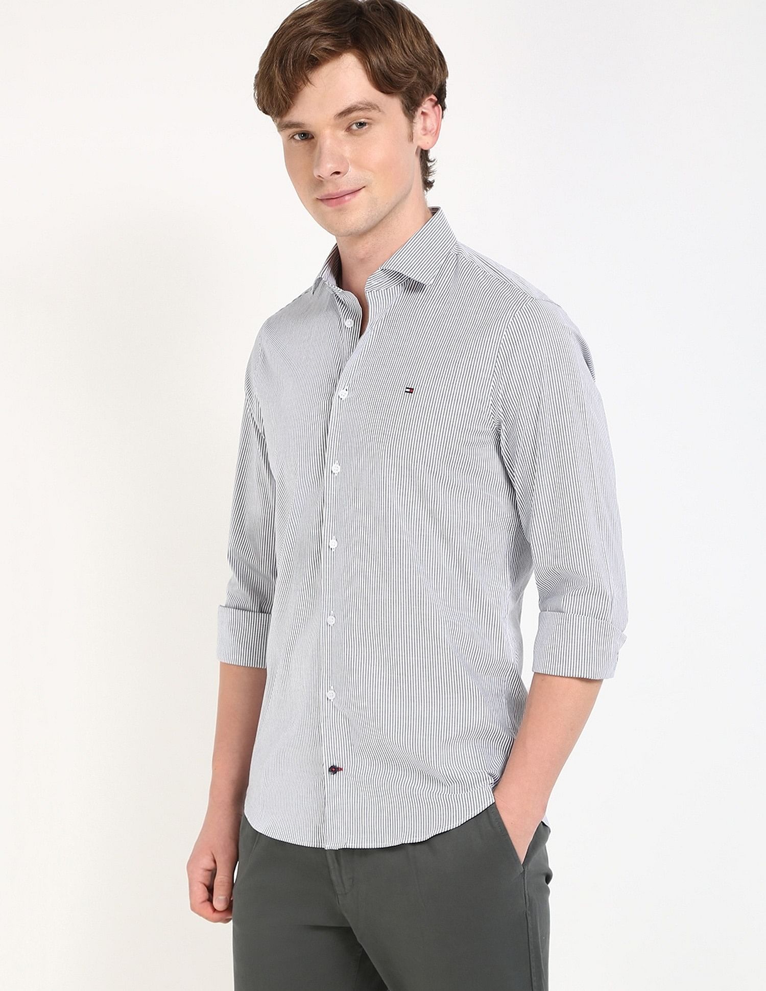 Tommy Hilfiger Striped Slim-Fit Poplin Woven Shirt