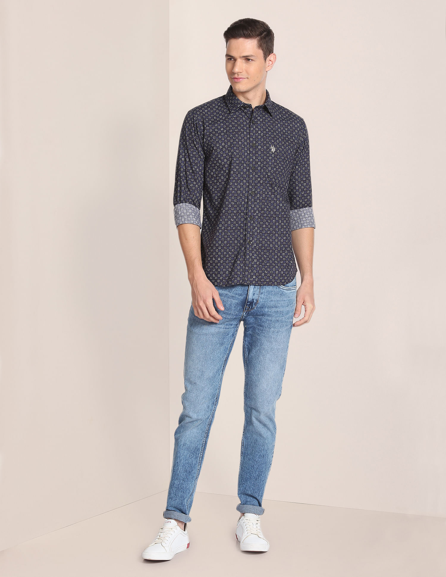 U.S. Polo Assn. Spread Collar Cotton Casual Shirt