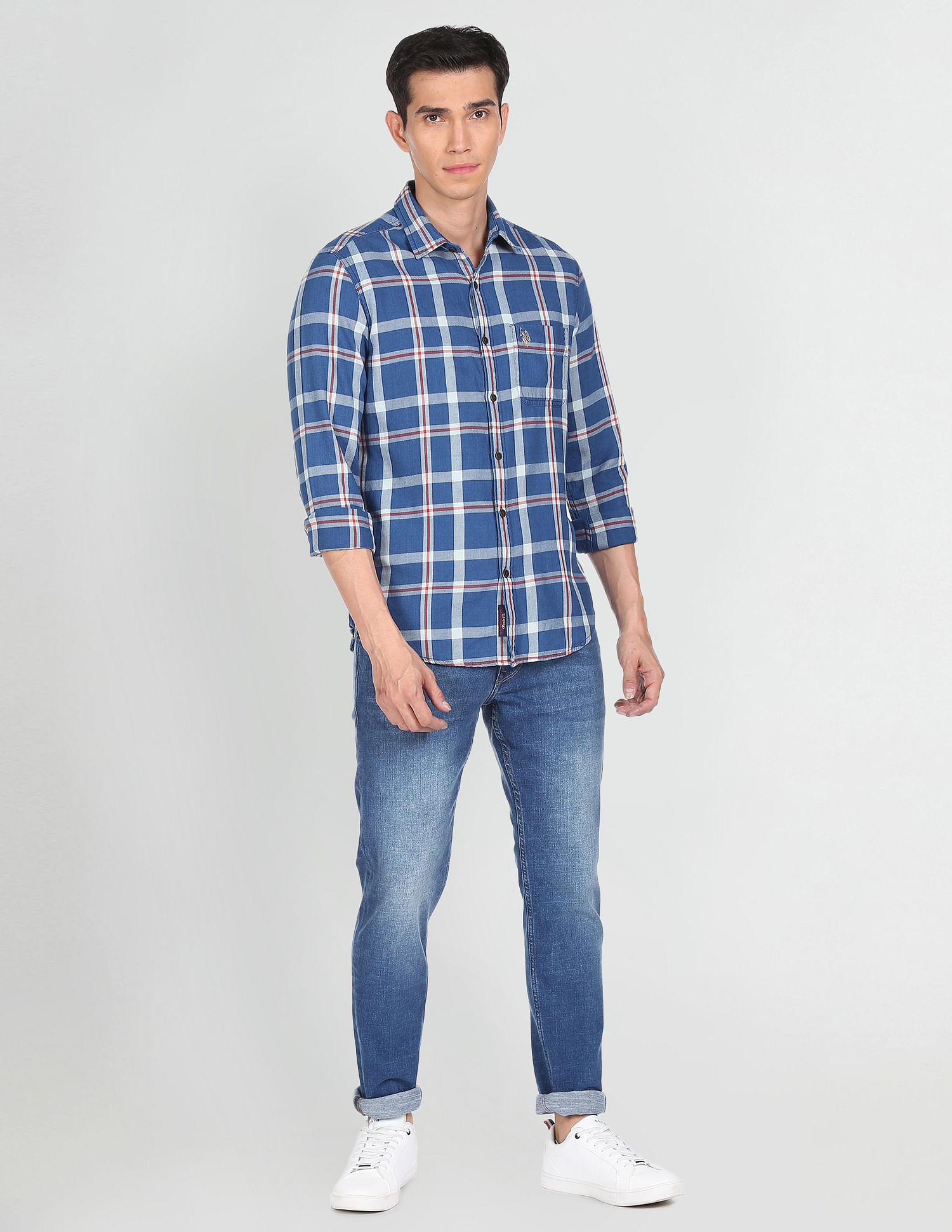 U.S. Polo Assn. Denim Co. Rounded Cuff Check Casual Shirt