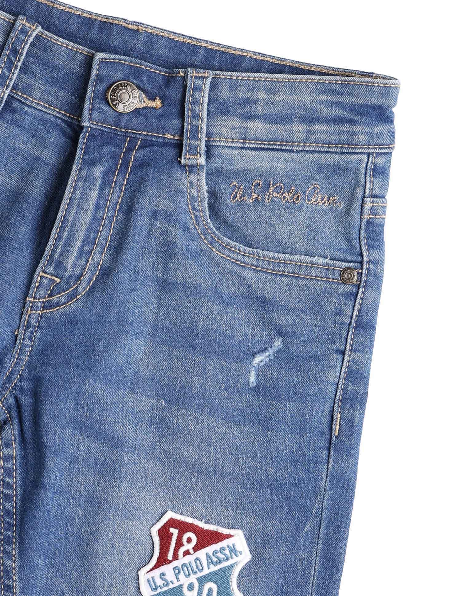 U.S. Polo Assn. Kids Boys Relaxed Fit Lightly Distressed Jeans