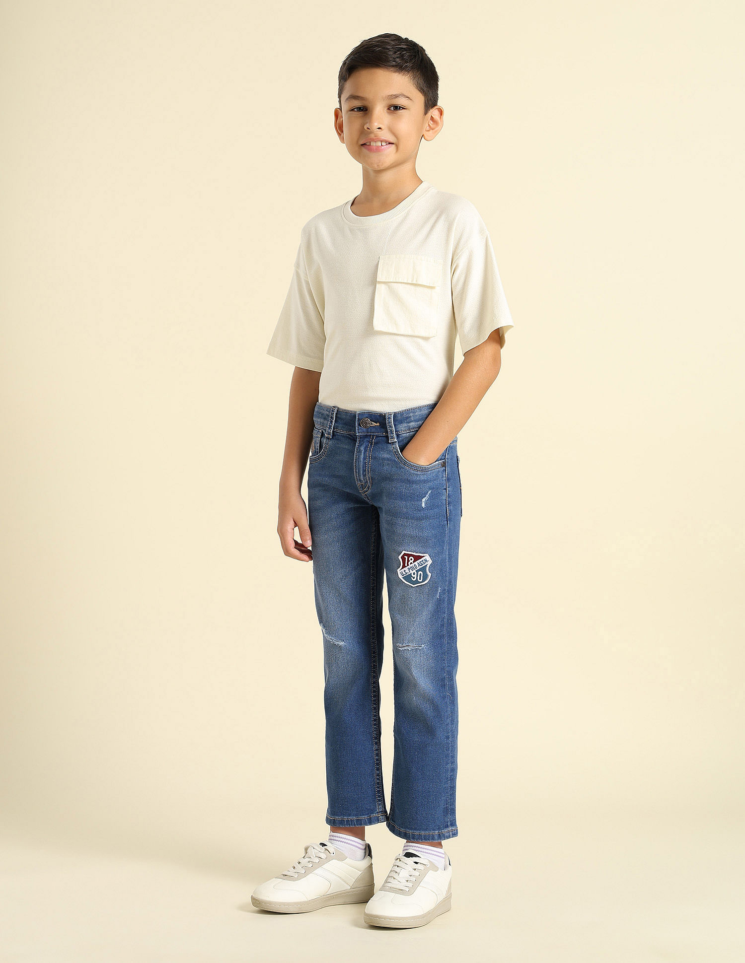 U.S. Polo Assn. Kids Boys Relaxed Fit Lightly Distressed Jeans