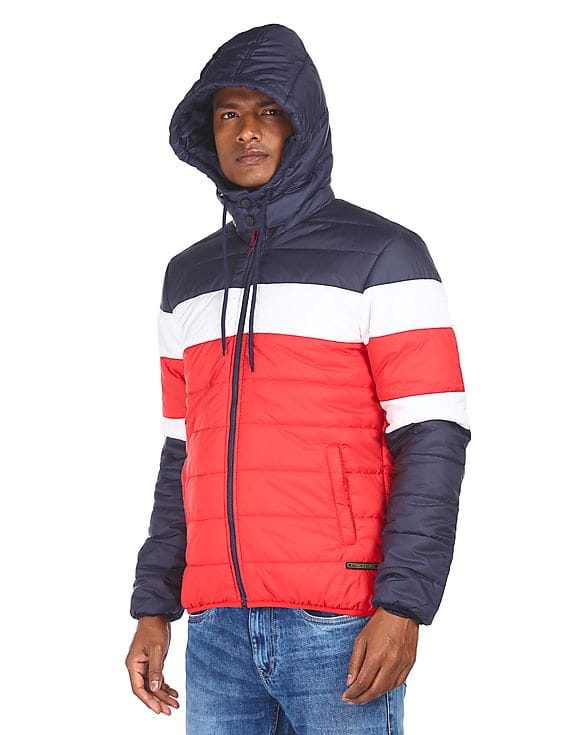 navy red jacket