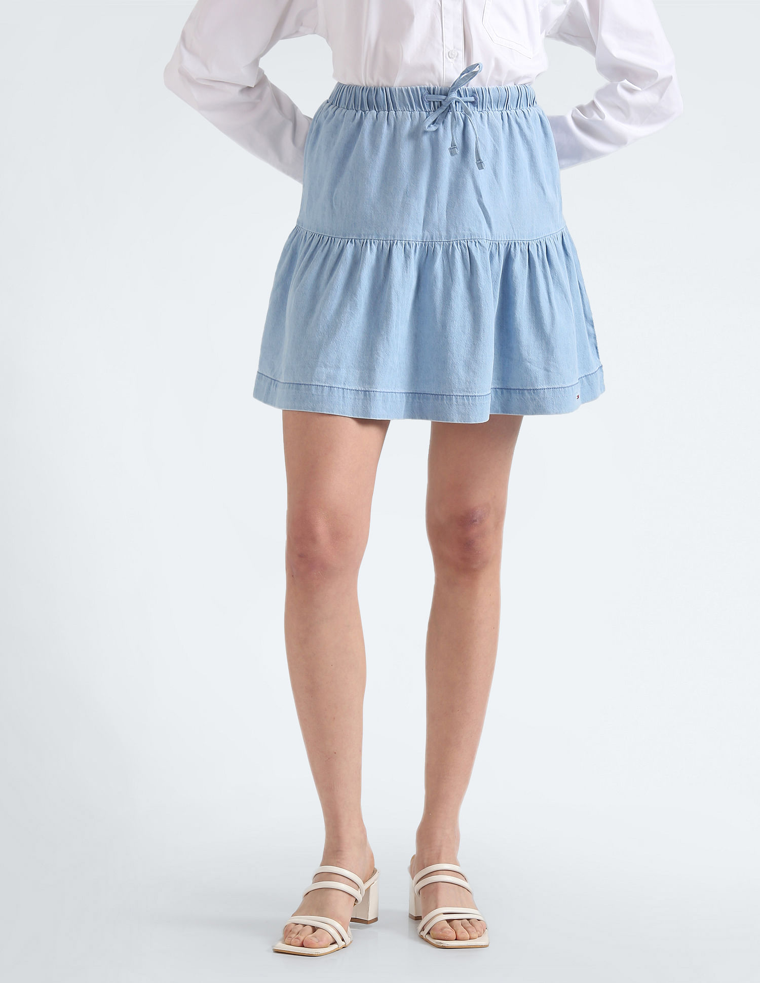 Tommy Hilfiger Tiered Chambray Mini Skirt