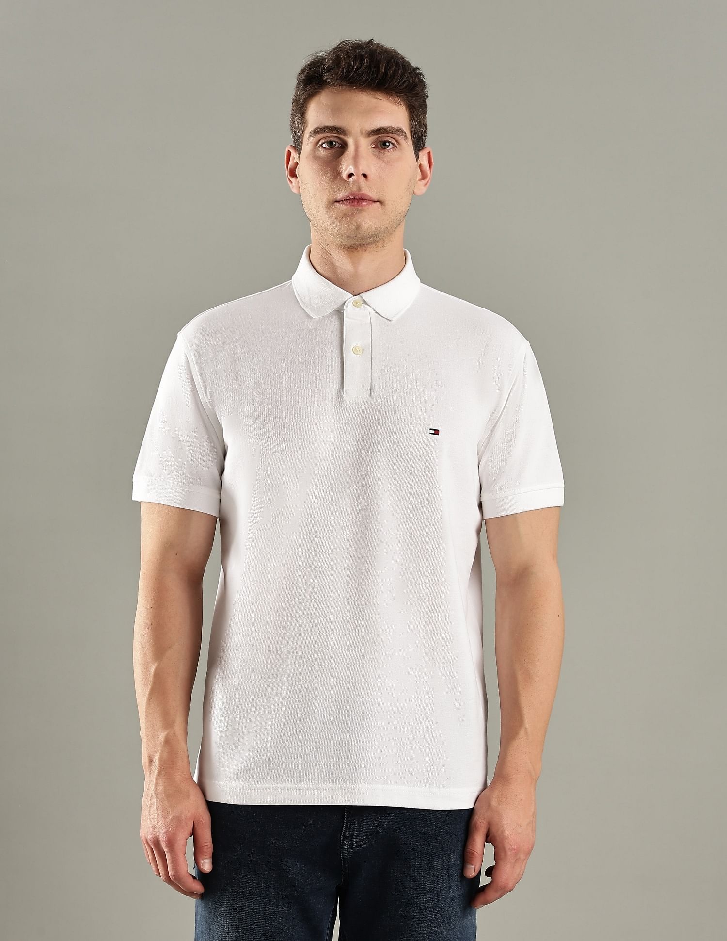 Tommy Hilfiger Solid Regular-Fit Cotton Polo T-Shirt
