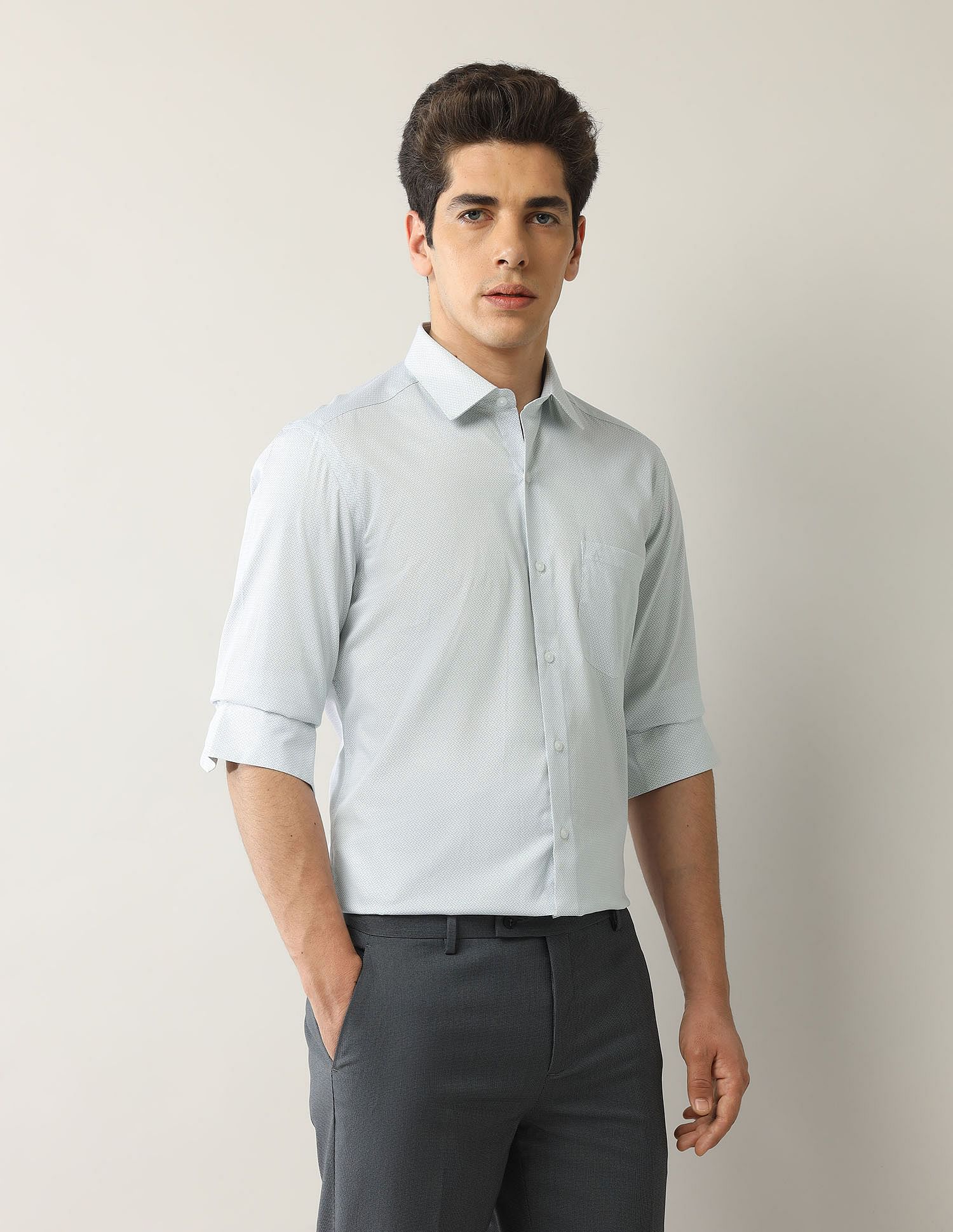 Arrow Geometric Printed Manhattan Slim Fit Shirt