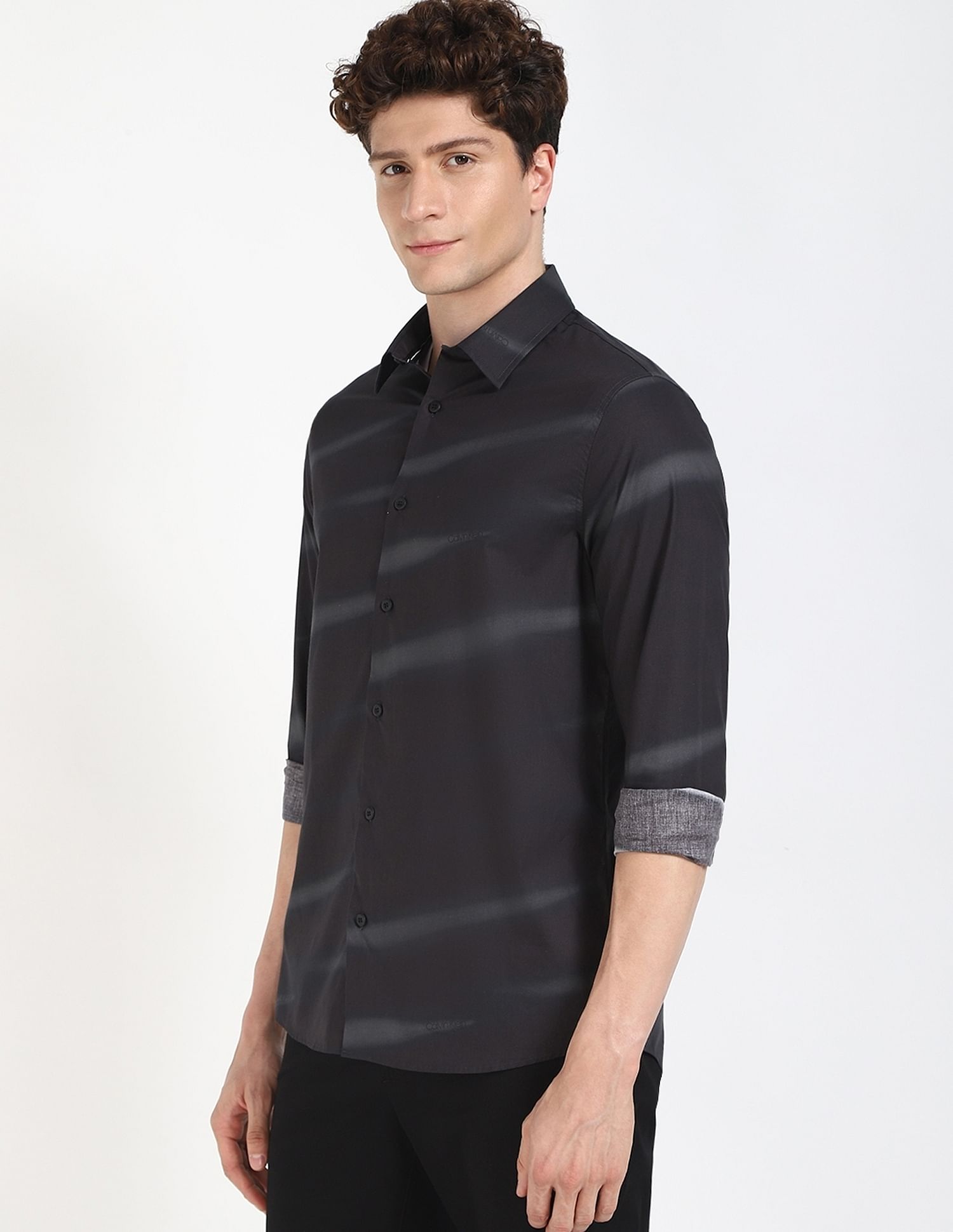 Calvin Klein Jeans Printed Slim-Fit Satin Woven Shirt