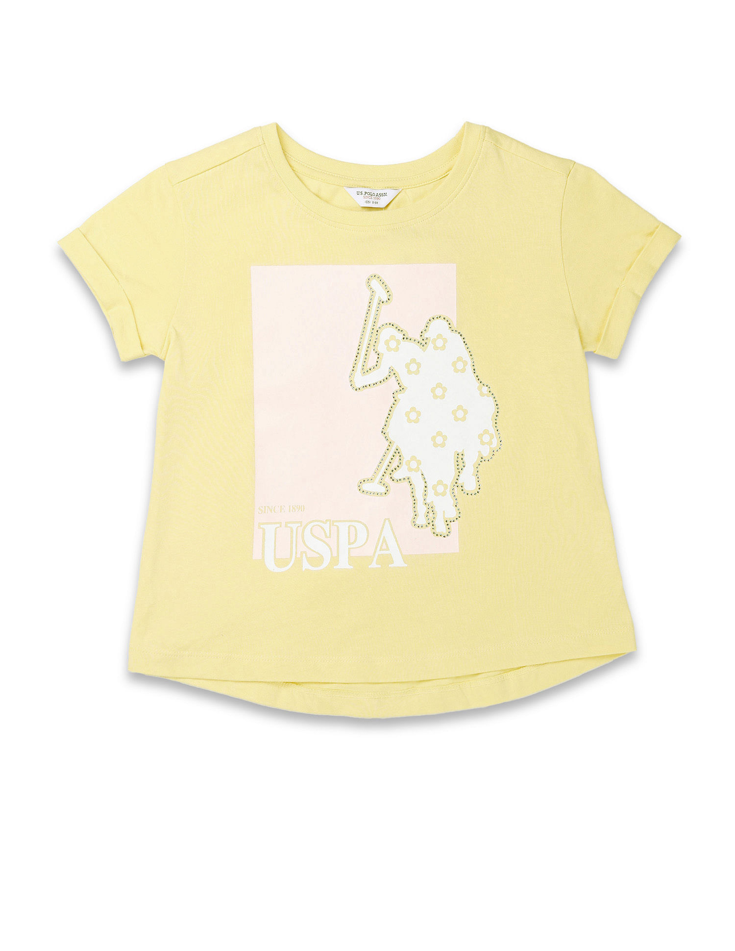 U.S. Polo Assn. Kids Girls Stud Detailed Relaxed Fit T-Shirt