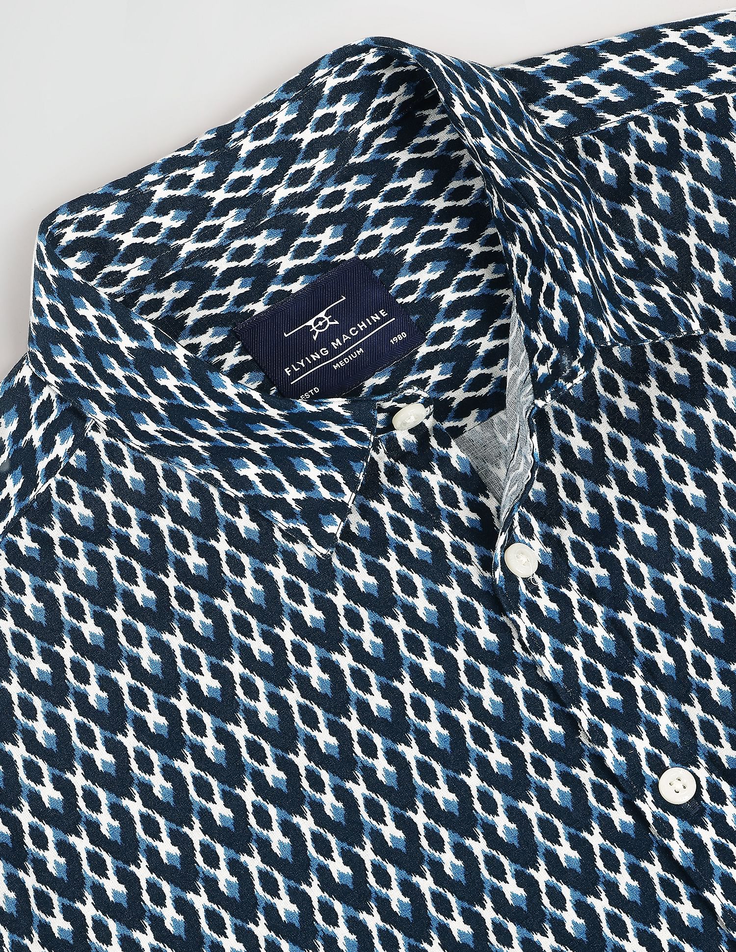 Flying Machine Geometric Print Cotton Shirt
