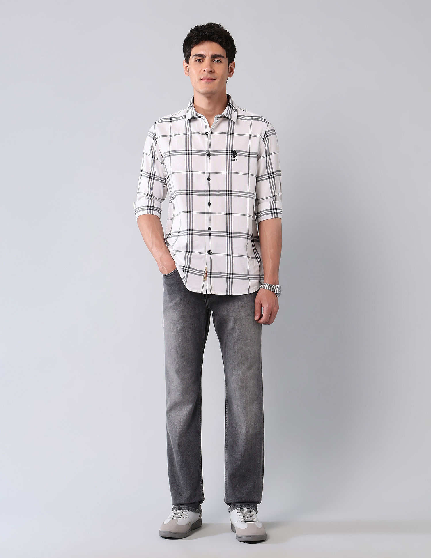U.S. Polo Assn. Denim Co. Grid Tattersall Checked Pure Cotton Shirt