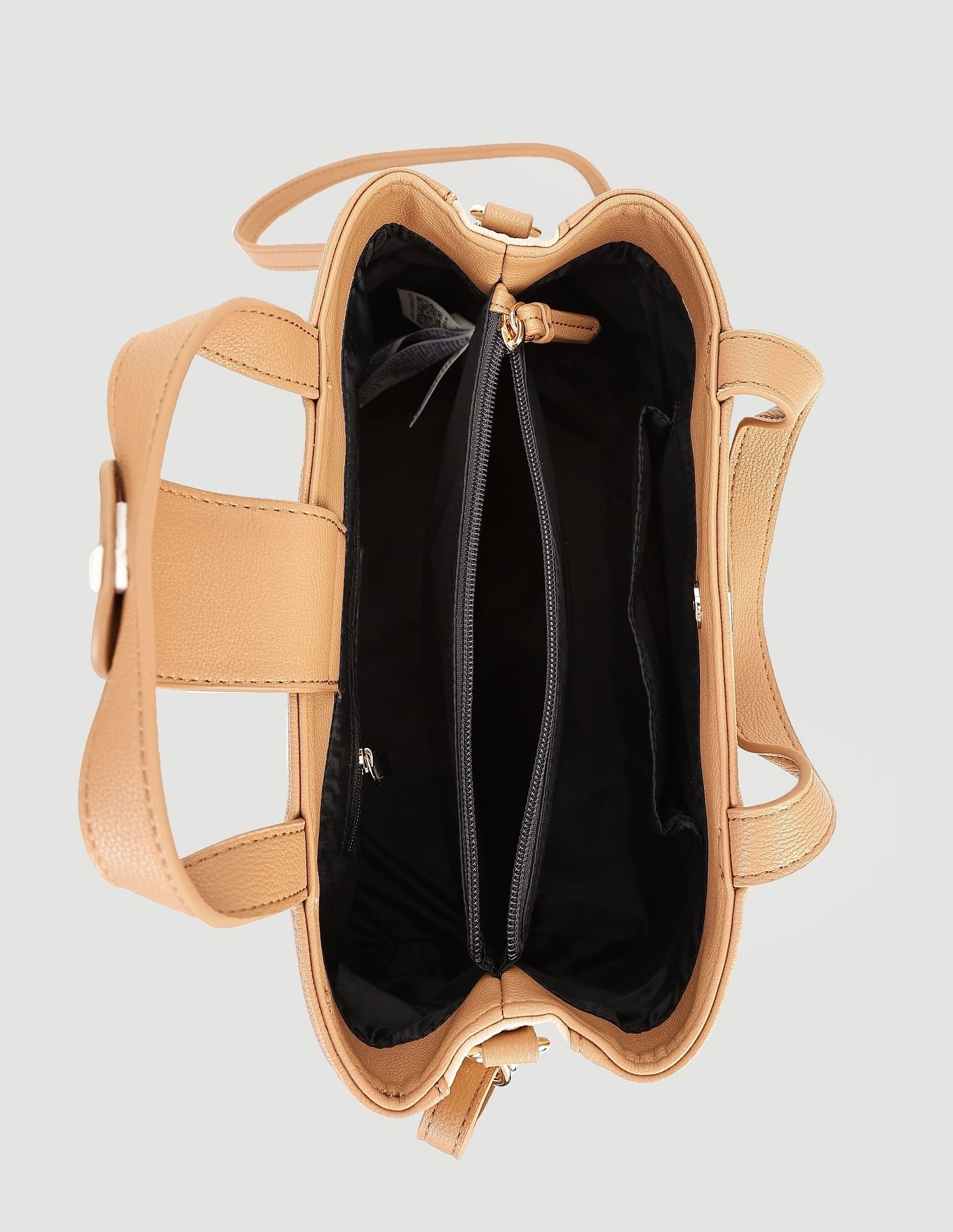 Tommy Hilfiger Solid Beige PU Hand Bags