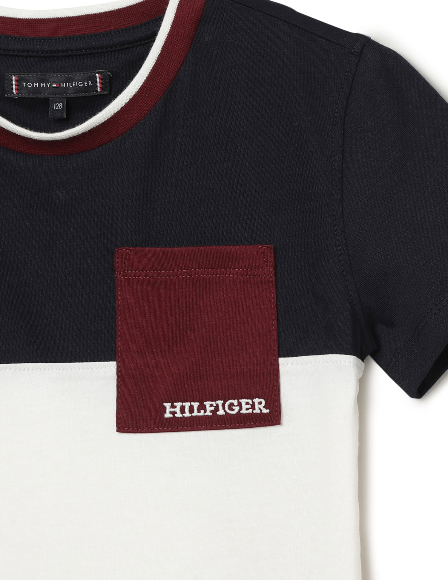 Tommy Hilfiger Kids Boys Colorblock Logo Embroidered T-Shirt