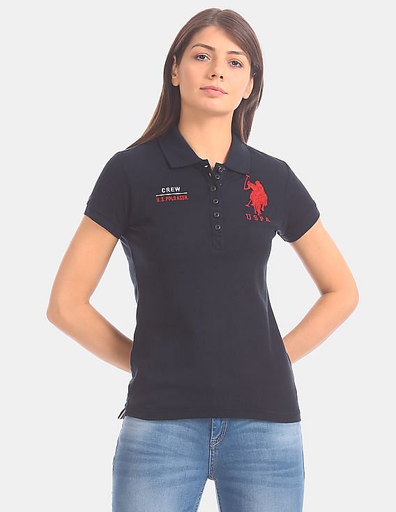 U.S. Polo Assn. Women Solid Cotton Pique Polo Shirt
