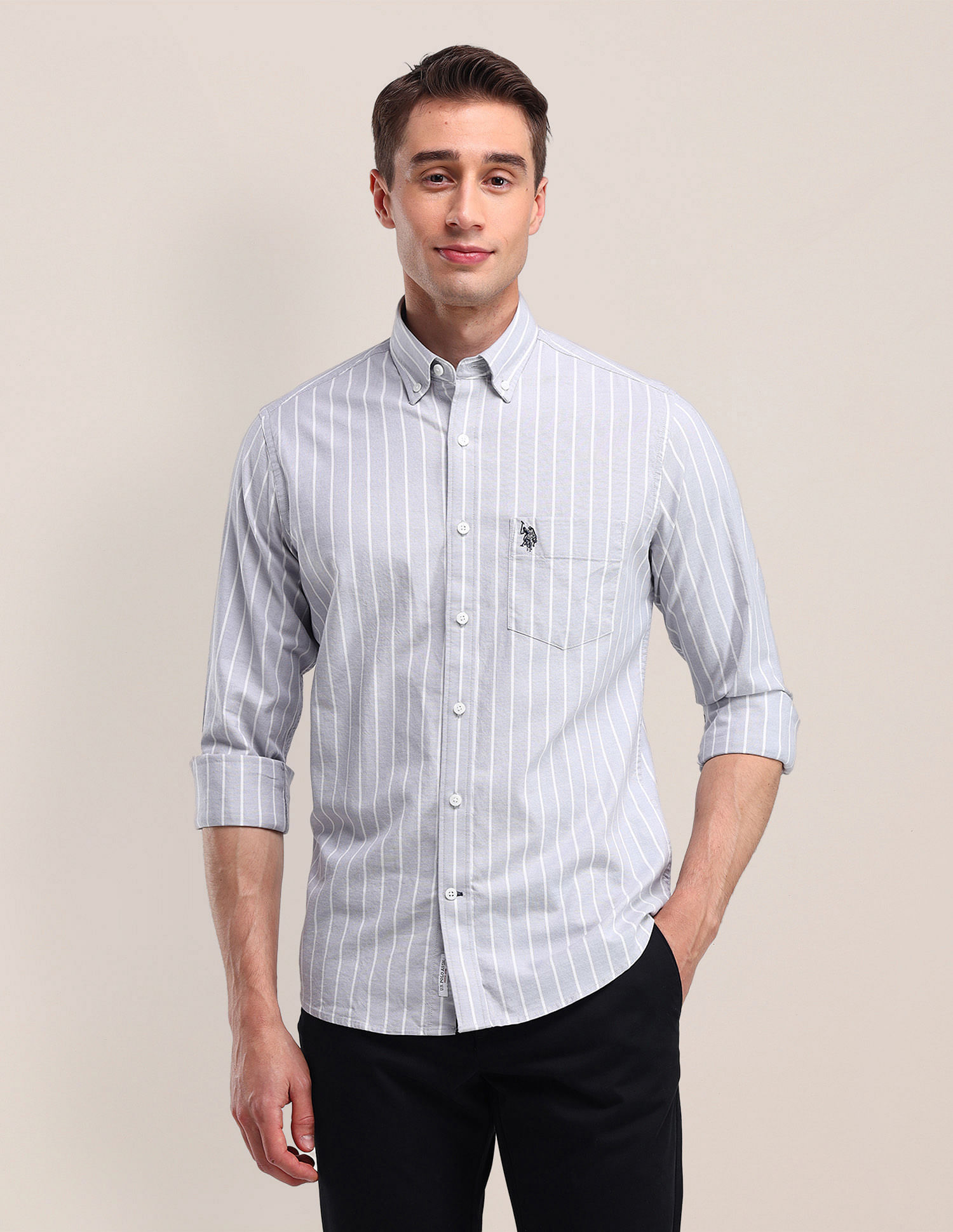 U.S. Polo Assn. Tailored Fit Vertical Striped Shirt