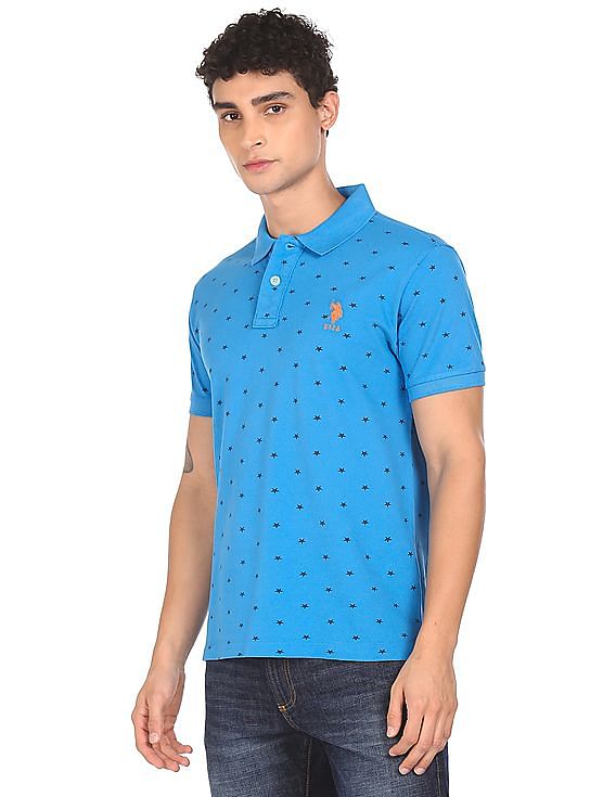U.S. Polo Assn. Ribbed Collar Printed Polo Shirt