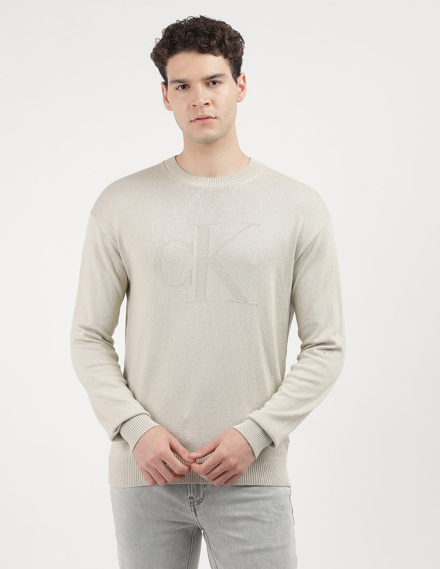 Calvin Klein Jeans Intarsia Mix Stitch Logo Sweater