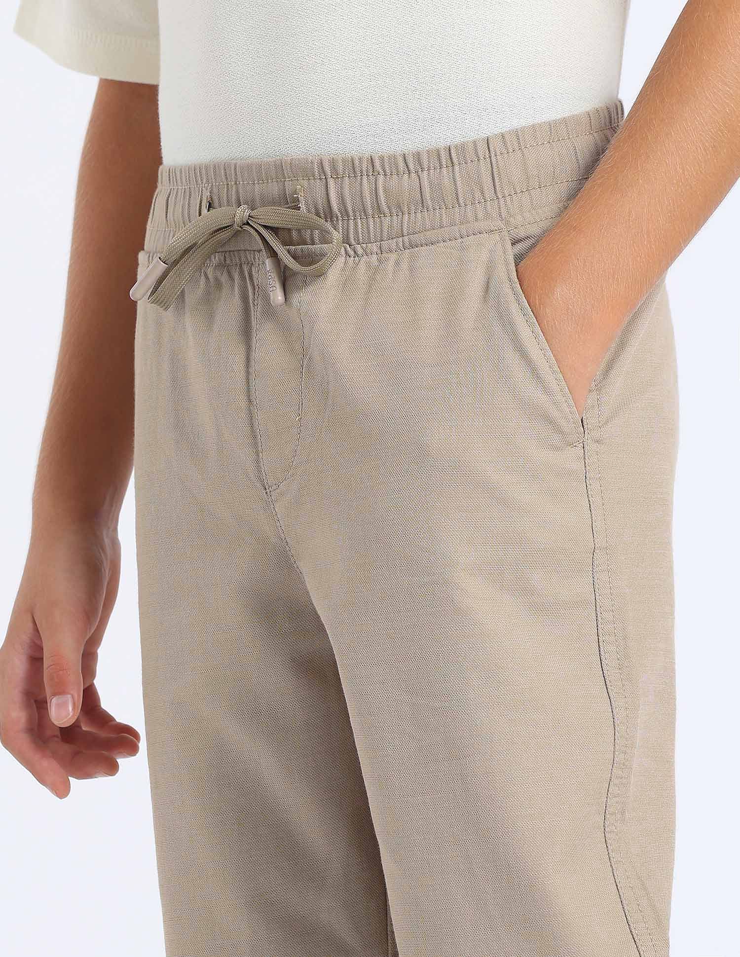 U.S. Polo Assn. Kids Boys Solid Relaxed Fit Trousers