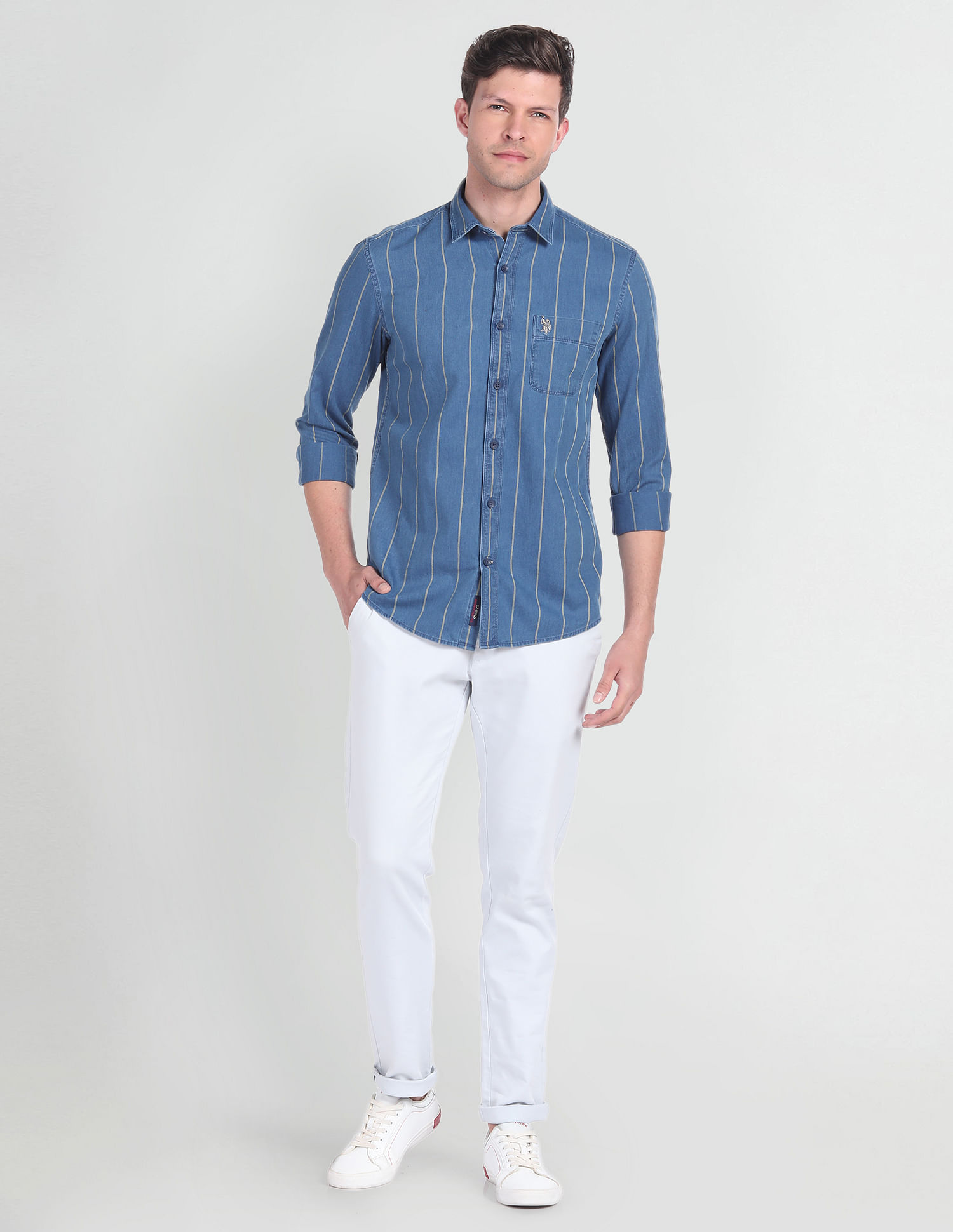 U.S. Polo Assn. Denim Co. Vertical Stripe Slim Shirt
