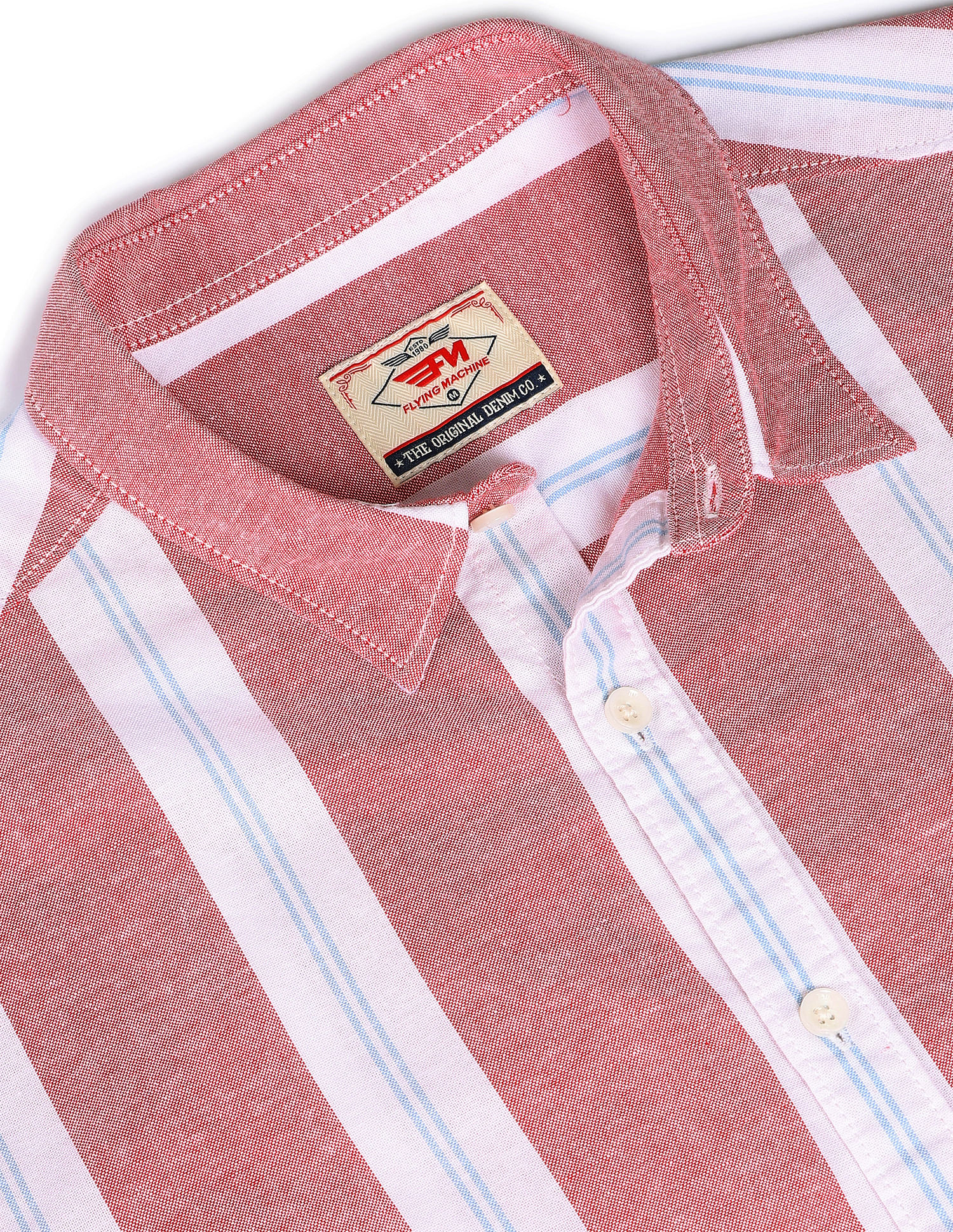 Flying Machine Oxford Vertical Stripe Cotton Shirt