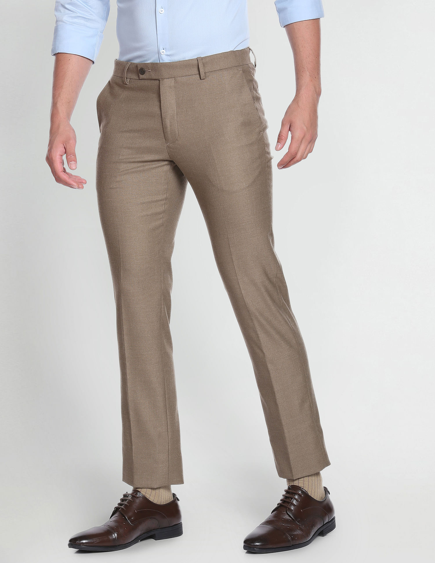 Buy Arrow Hudson Regular Fit Heathered Trousers - NNNOW.com