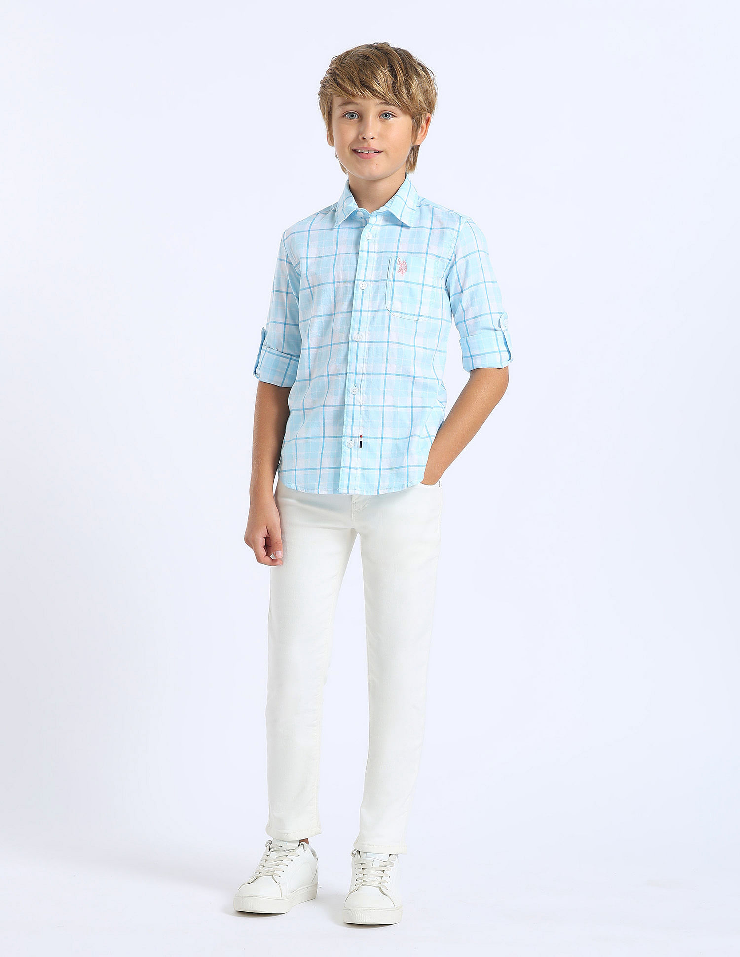 U.S. Polo Assn. Kids Boys Tartan Checked Regular Fit Shirt