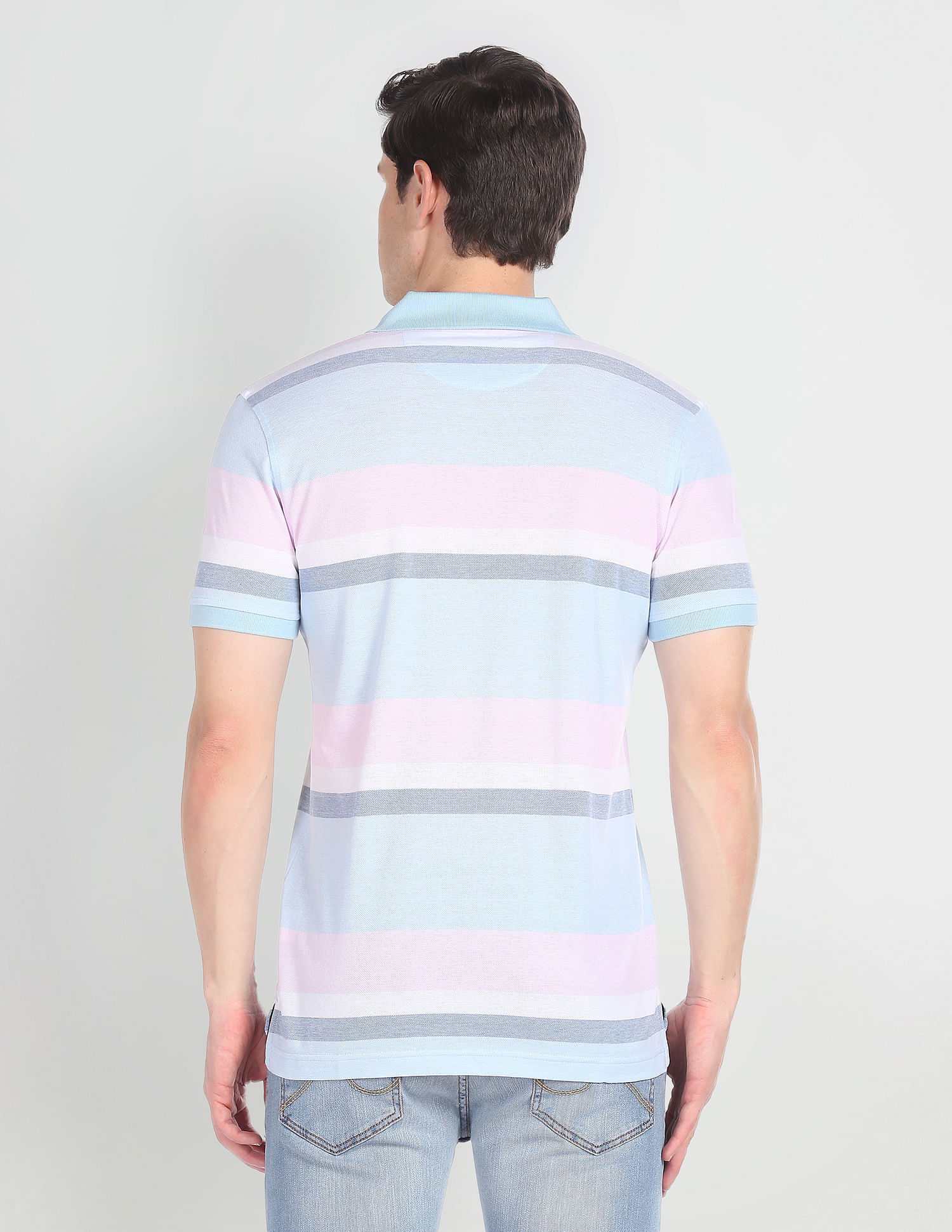 Arrow Sports Mercerised Cotton Horizontal Stripe Polo Shirt