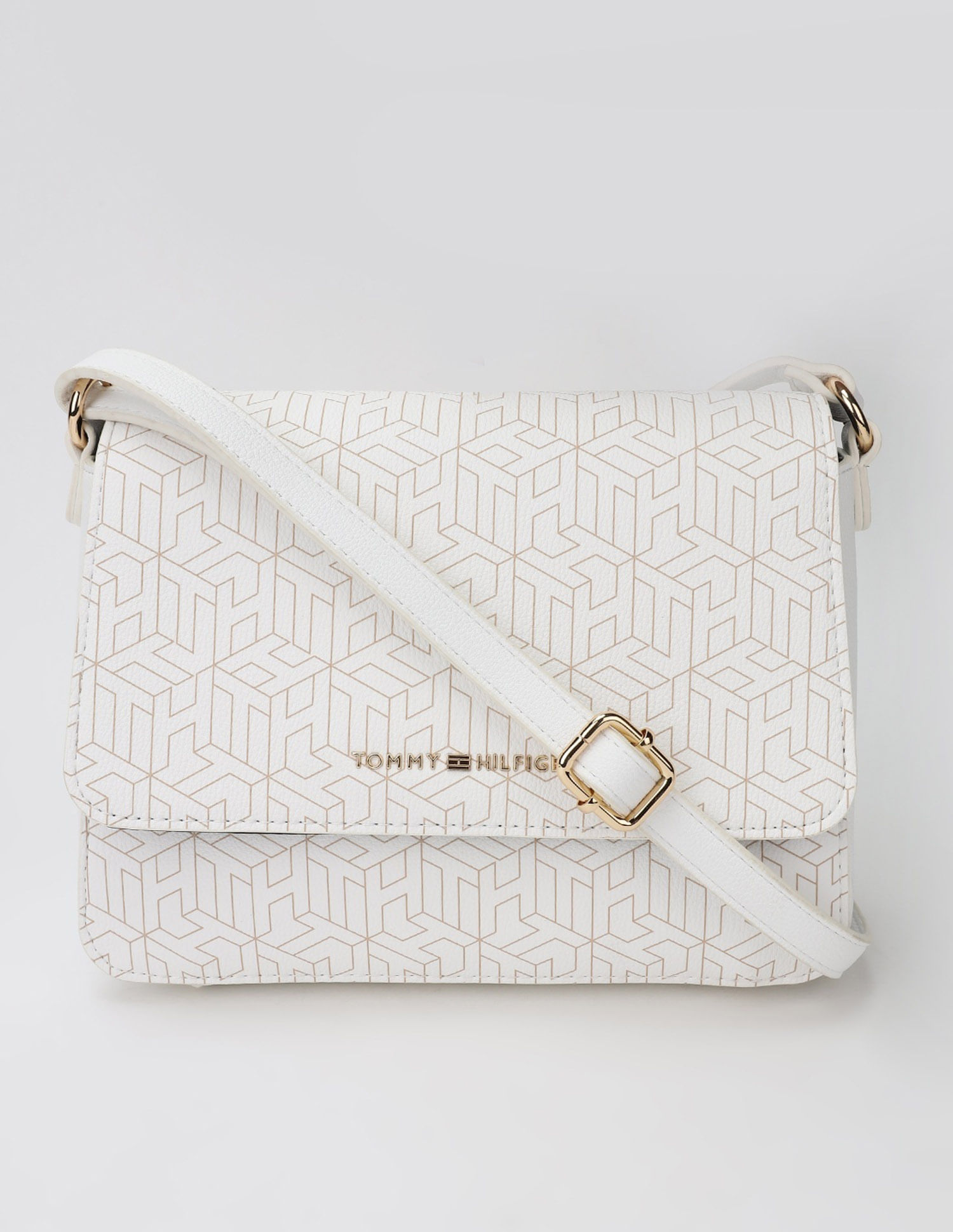 Tommy Hilfiger Logo Beige Pu Sling Bag