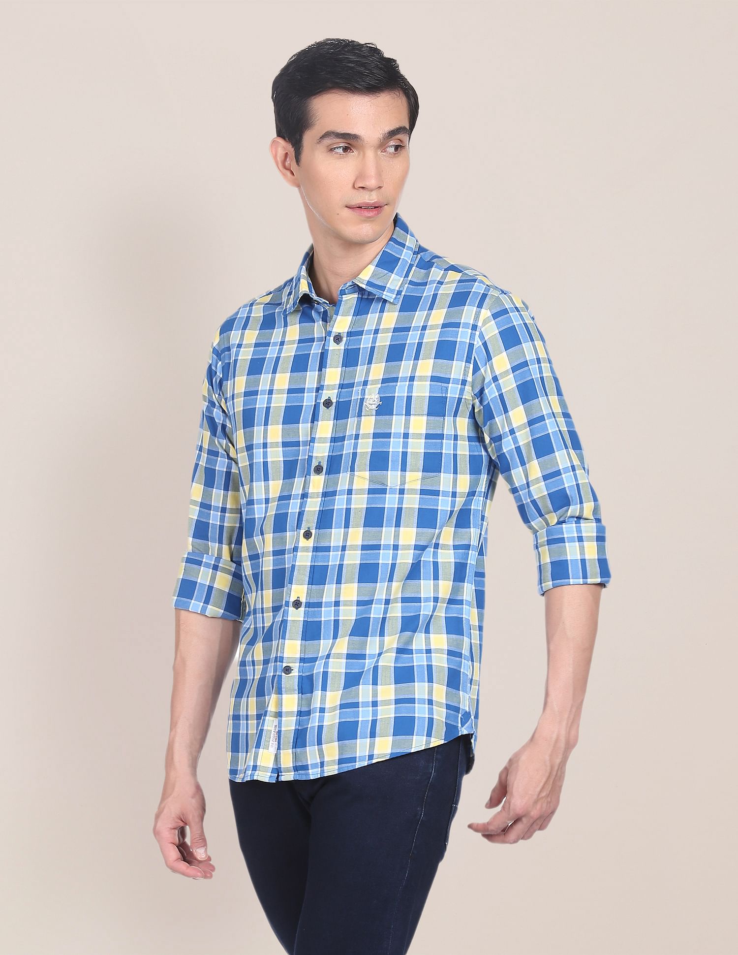 U.S. Polo Assn. Spread Collar Plaid Check Casual Shirt