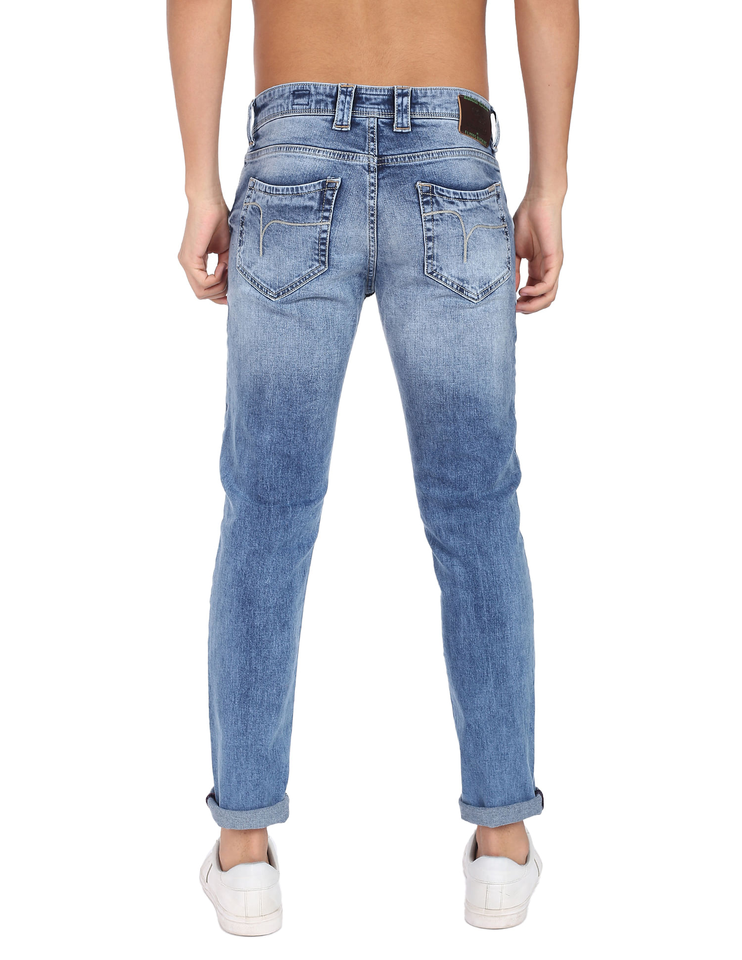 Flying Machine Mid Rise Acid Wash Denim Weave Jeans