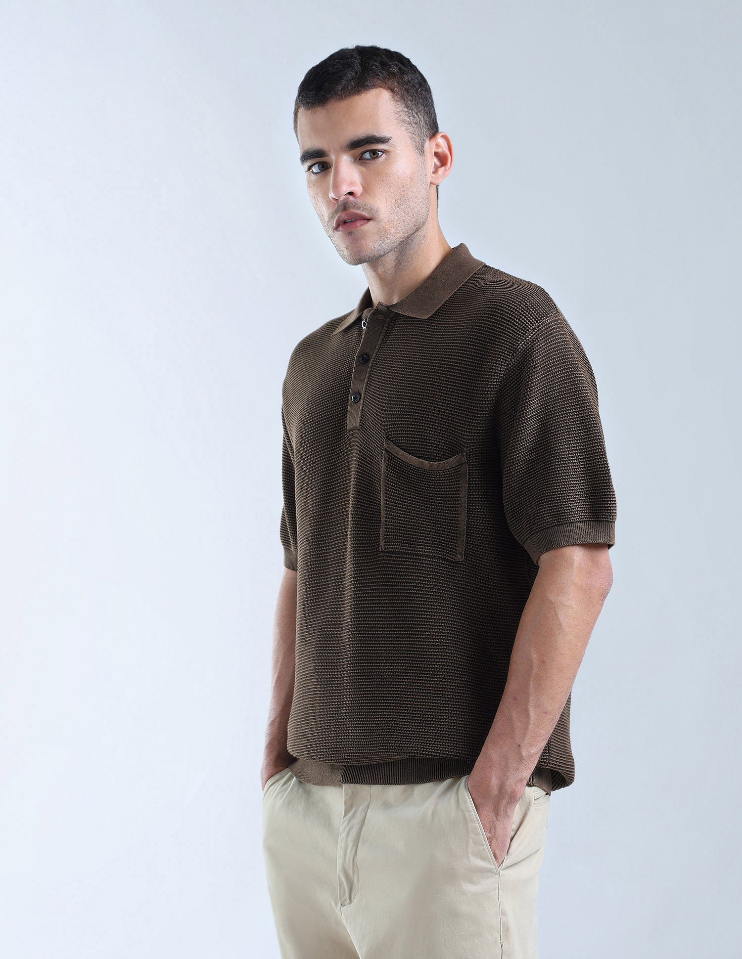 Flying Machine Textured Color Of Home Polo Shirt