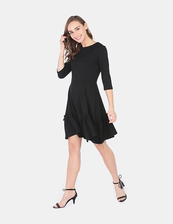 long black flowing dress Bridesmaid Dress Black Flowy One Shoulder Long Sleeves Floor Length Chiffon Bridesmaid Dresses