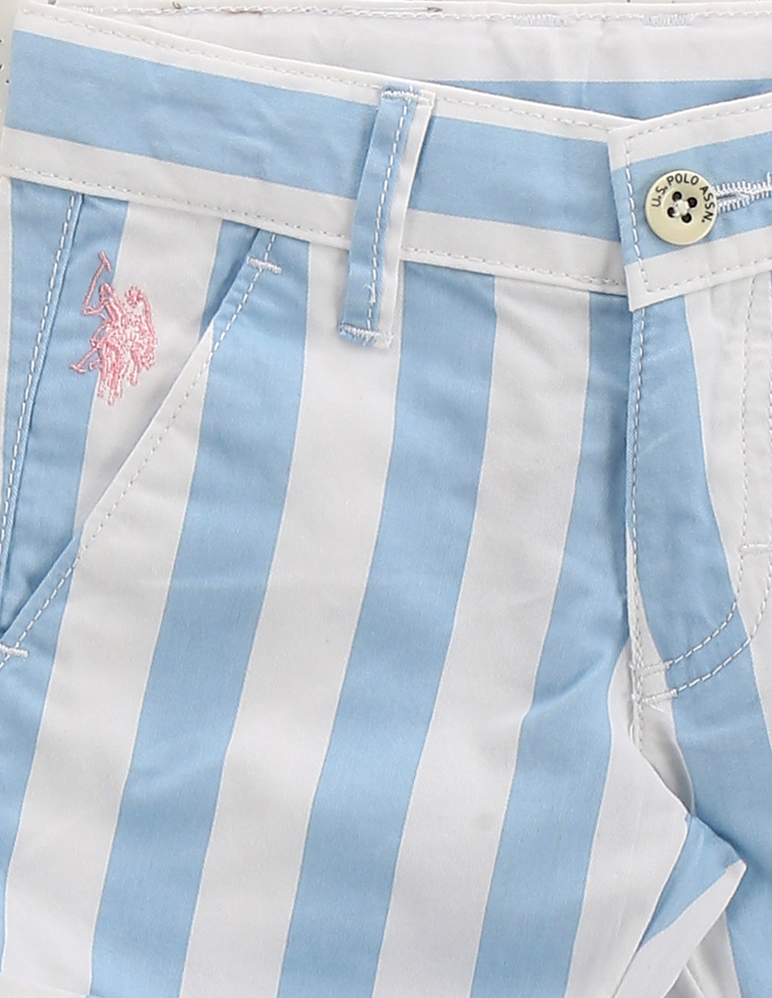 U.S. Polo Assn. Kids Boys Vertical Stripe Cotton Shorts