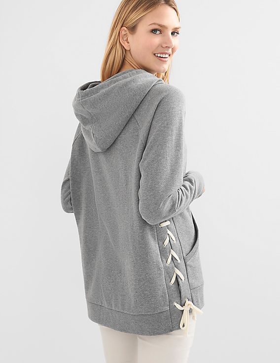 Buy GAP Women Women Grey Lace Up Tunnel Neck Hoodie - NNNOW.com