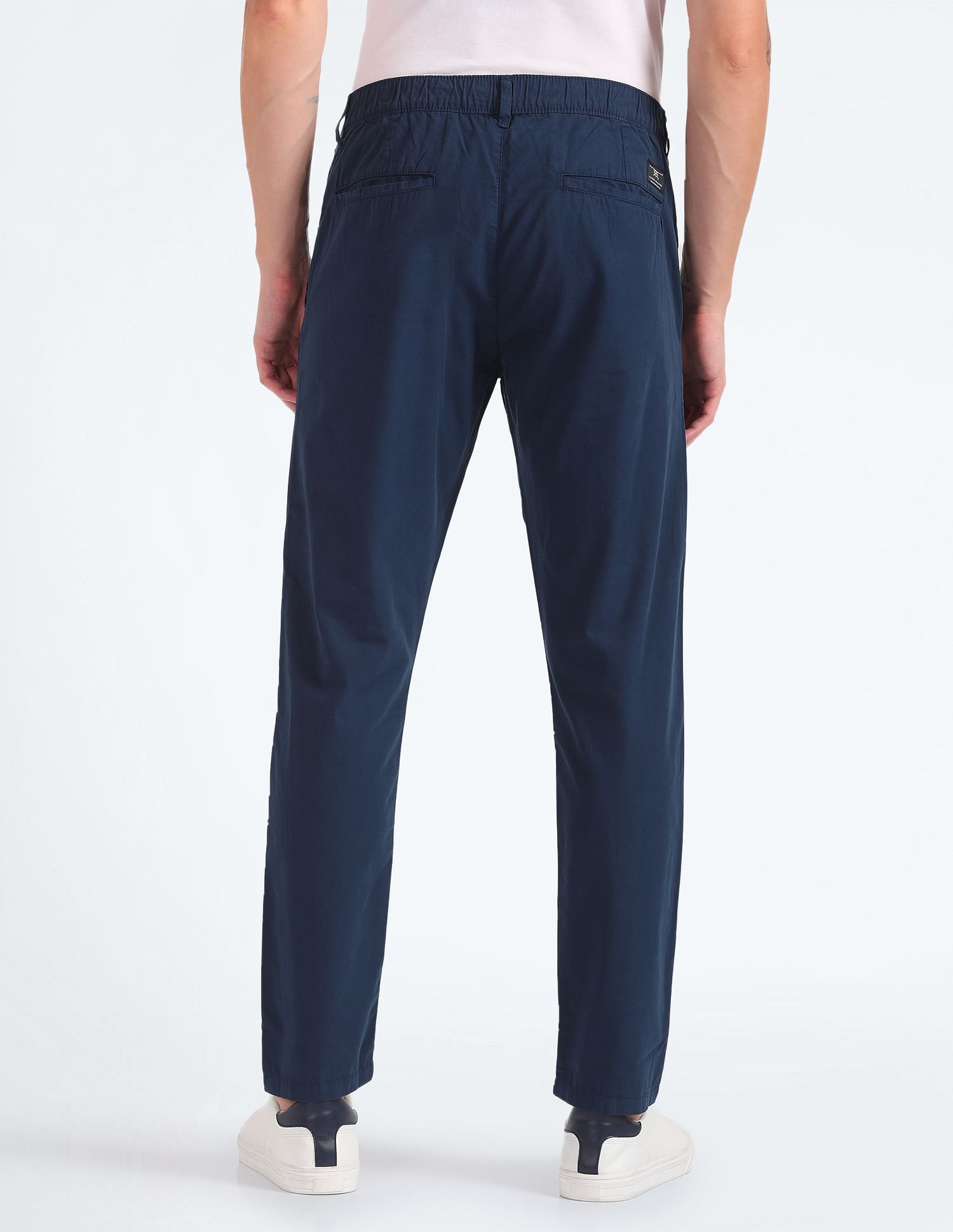 Flying Machine Elasticised Waist Solid Trousers