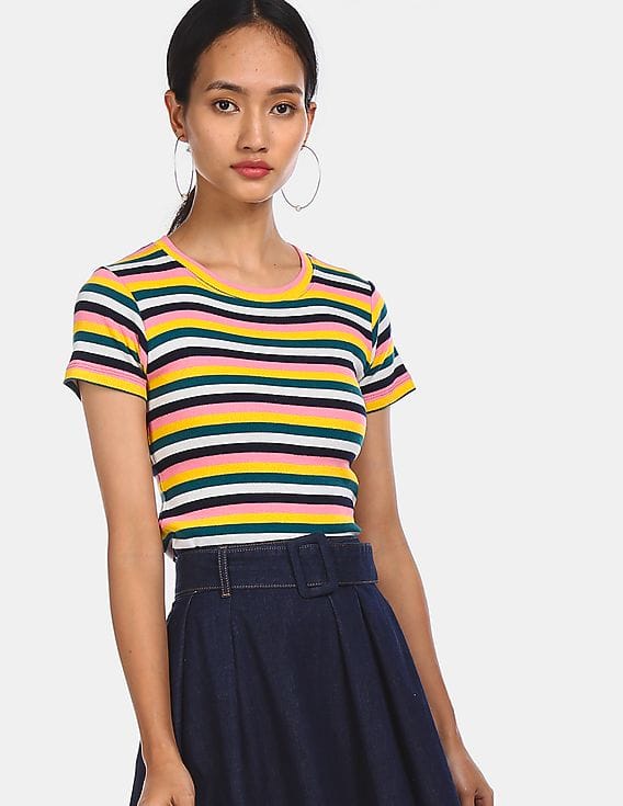 Buy SUGR Women Multi-Colour Crew Neck 