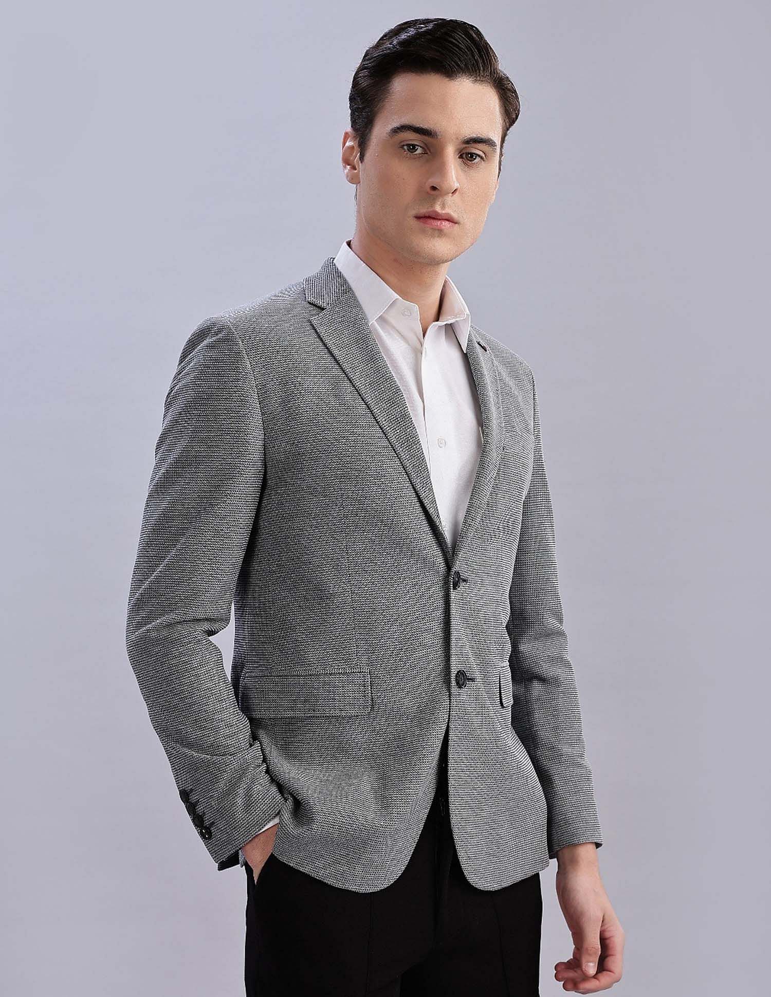 Tommy Hilfiger Self-Design Regular-Fit Polyester Single Breasted Blazer