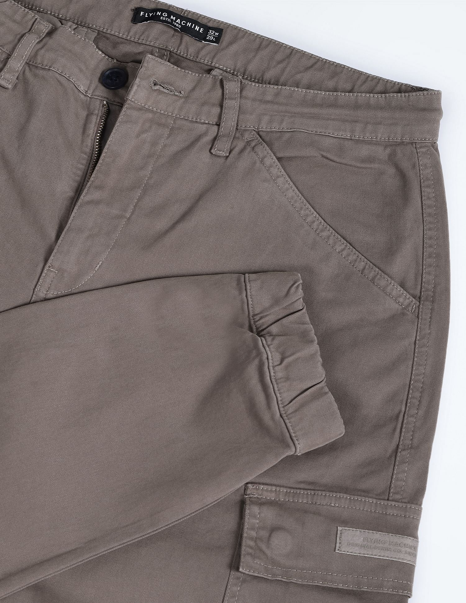 Flying Machine Mid Rise Solid Cargo Utility Trousers