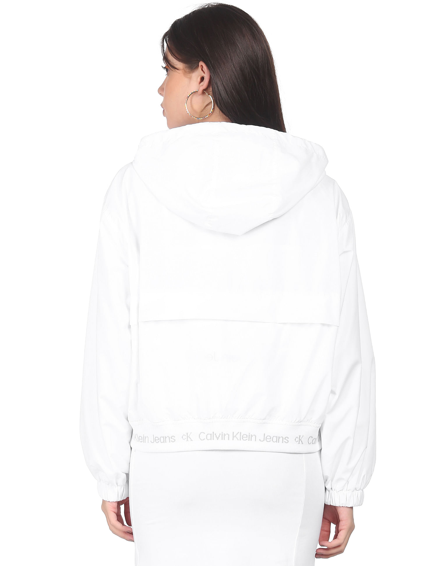 Buy Calvin Klein Jeans Women White Drawstring Hood Packable