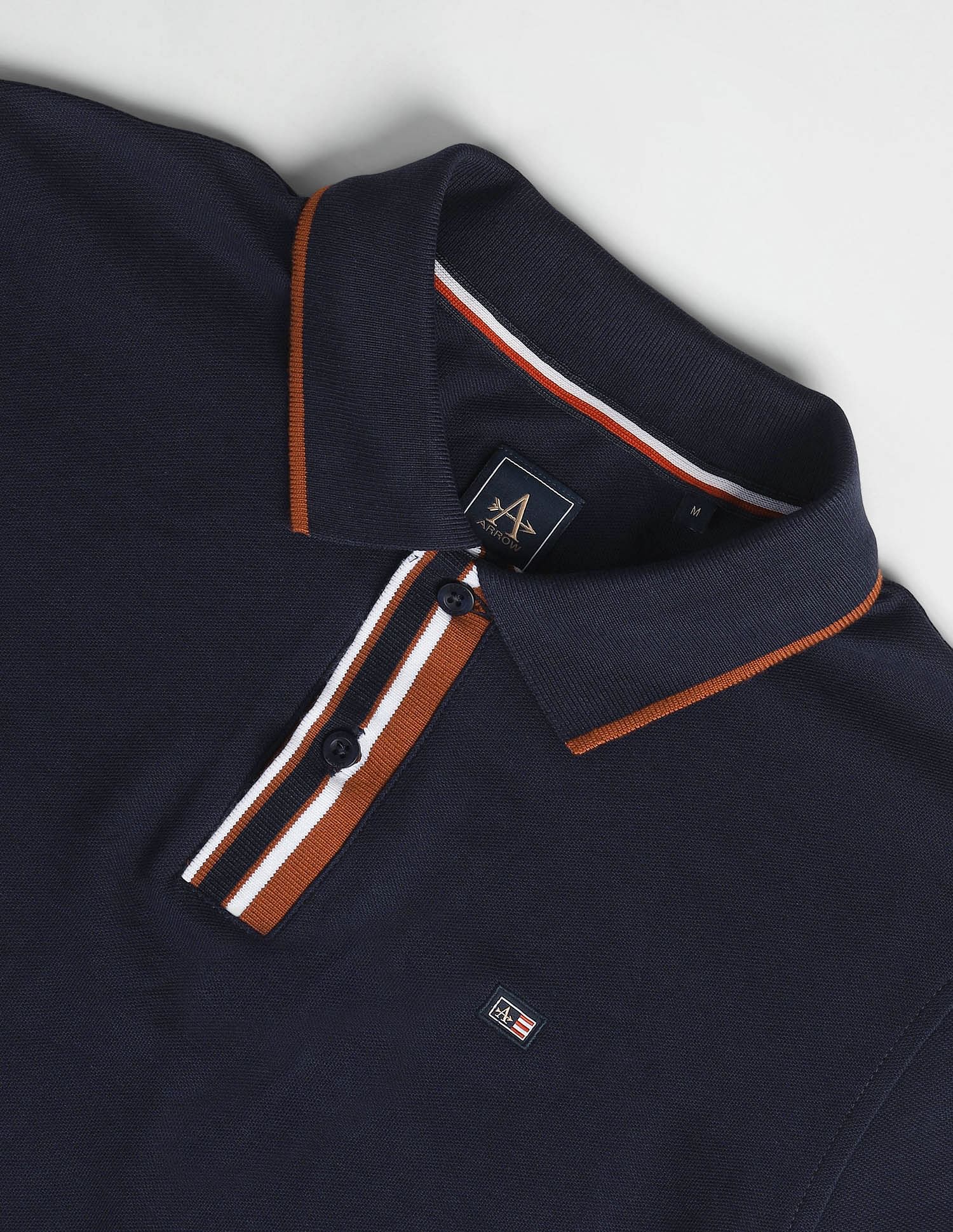 Arrow Sports Tipped Collar Solid Polo Shirt