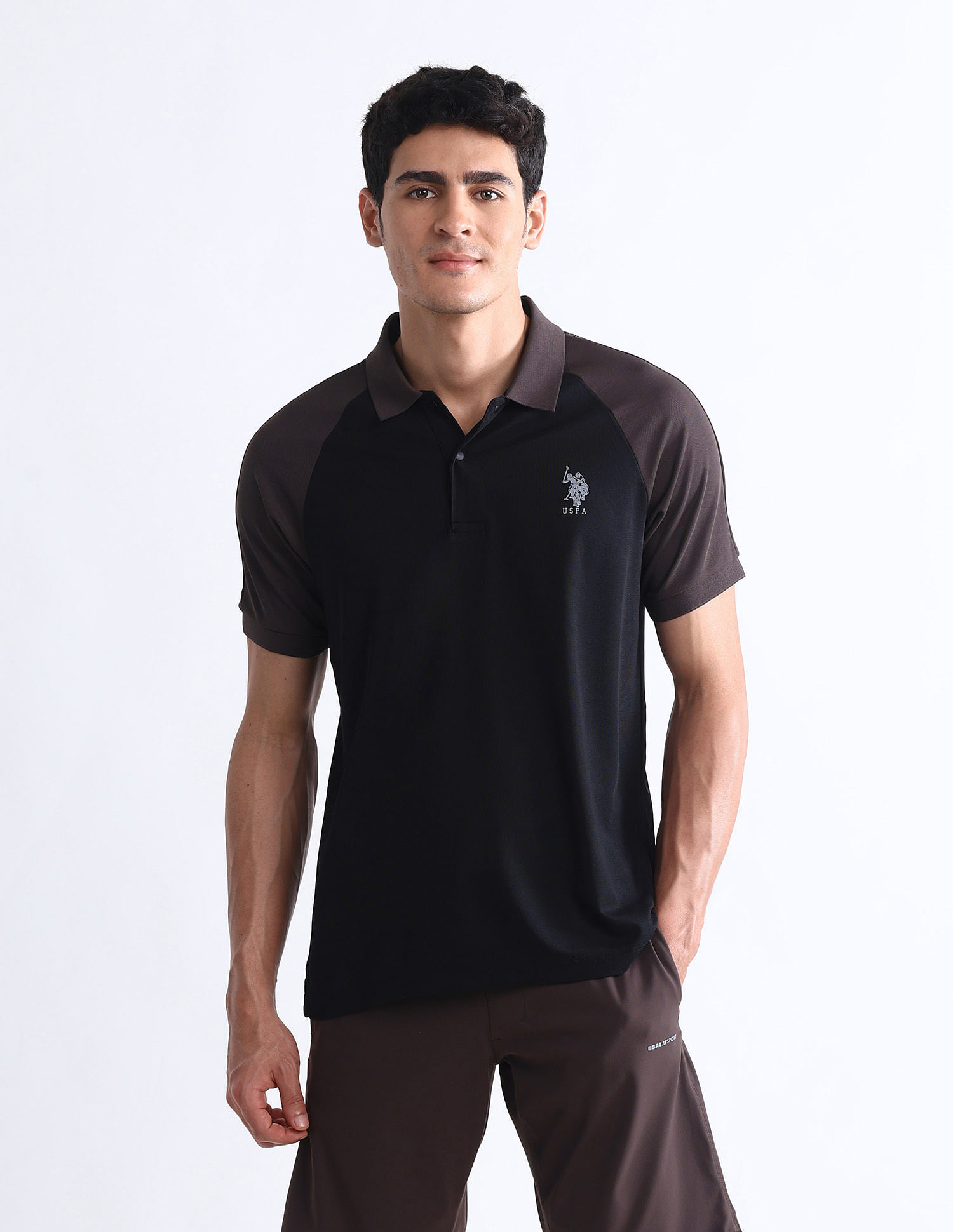 USPA Active Colourblocked Slim Fit Polo Shirt