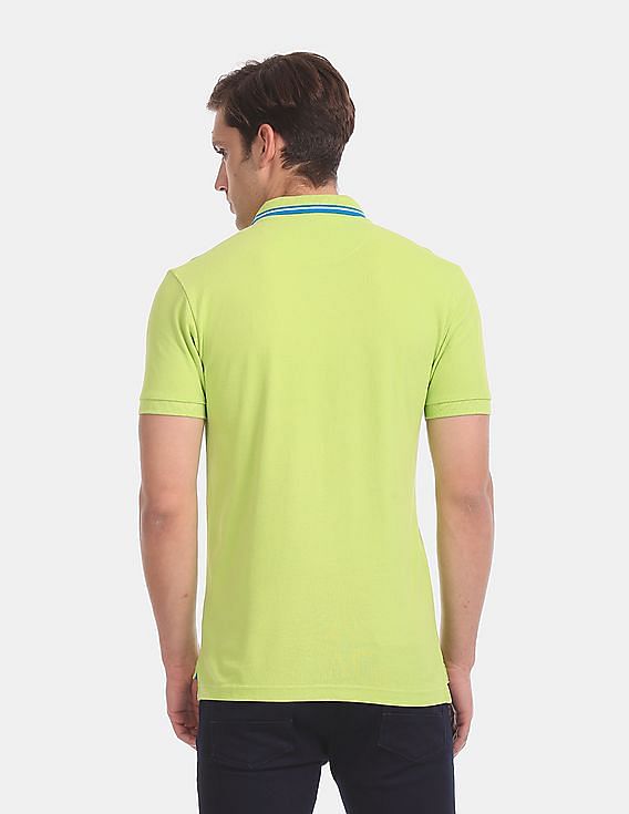 U.S. Polo Assn. Green Tipped Collar Pique Polo Shirt