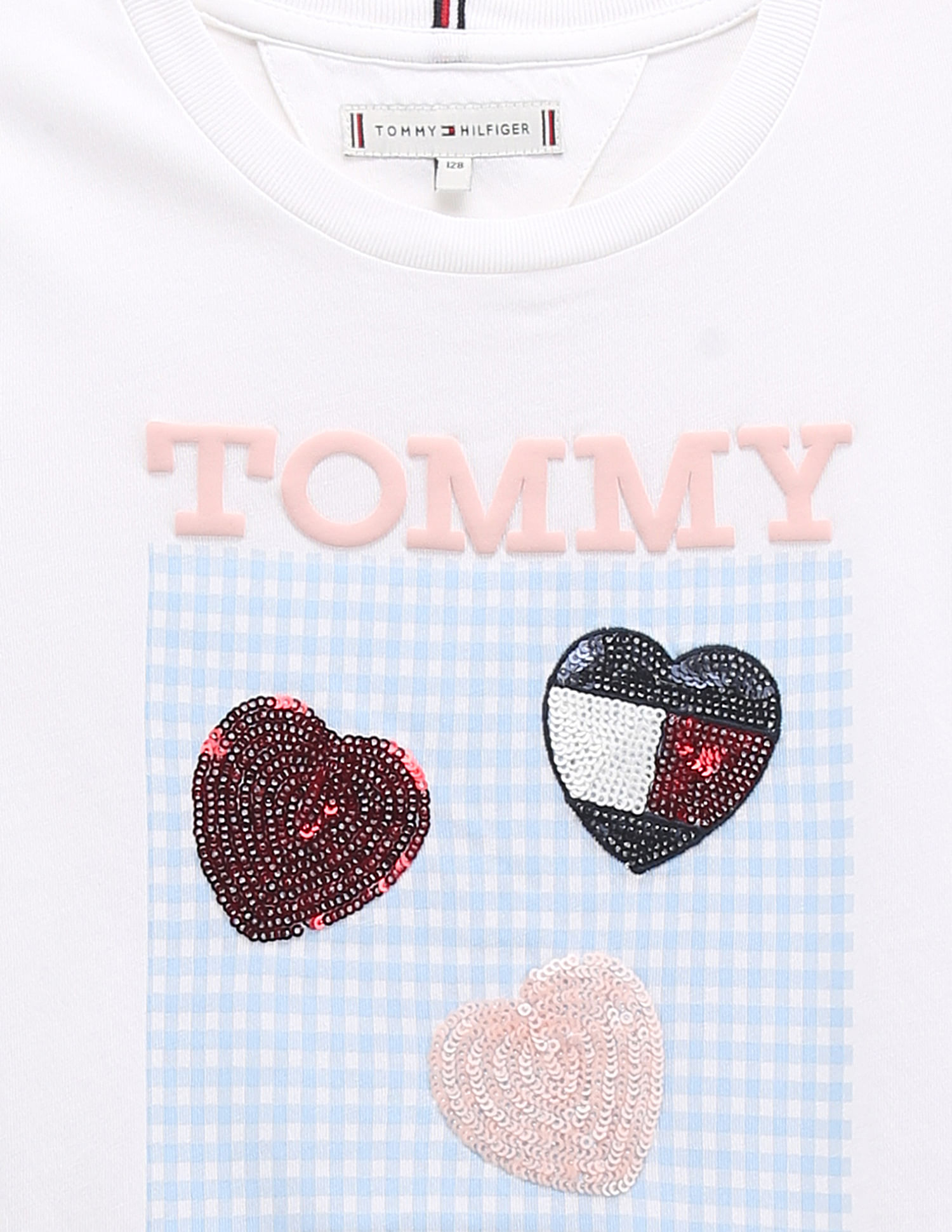 Tommy Hilfiger Kids All Over Heart Print Tee (Big Kids) (White
