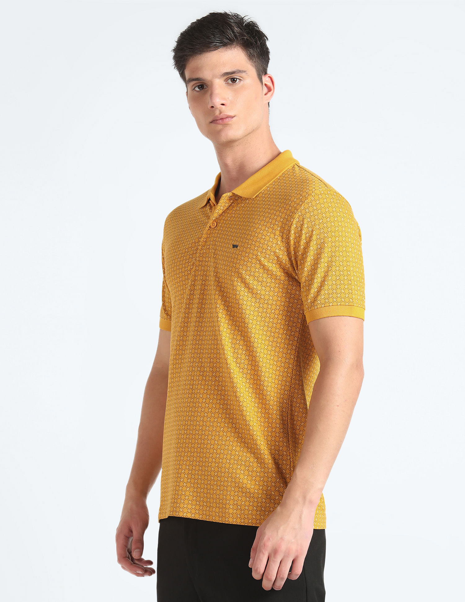 Flying Machine Pure Cotton Patterned Polo Shirt