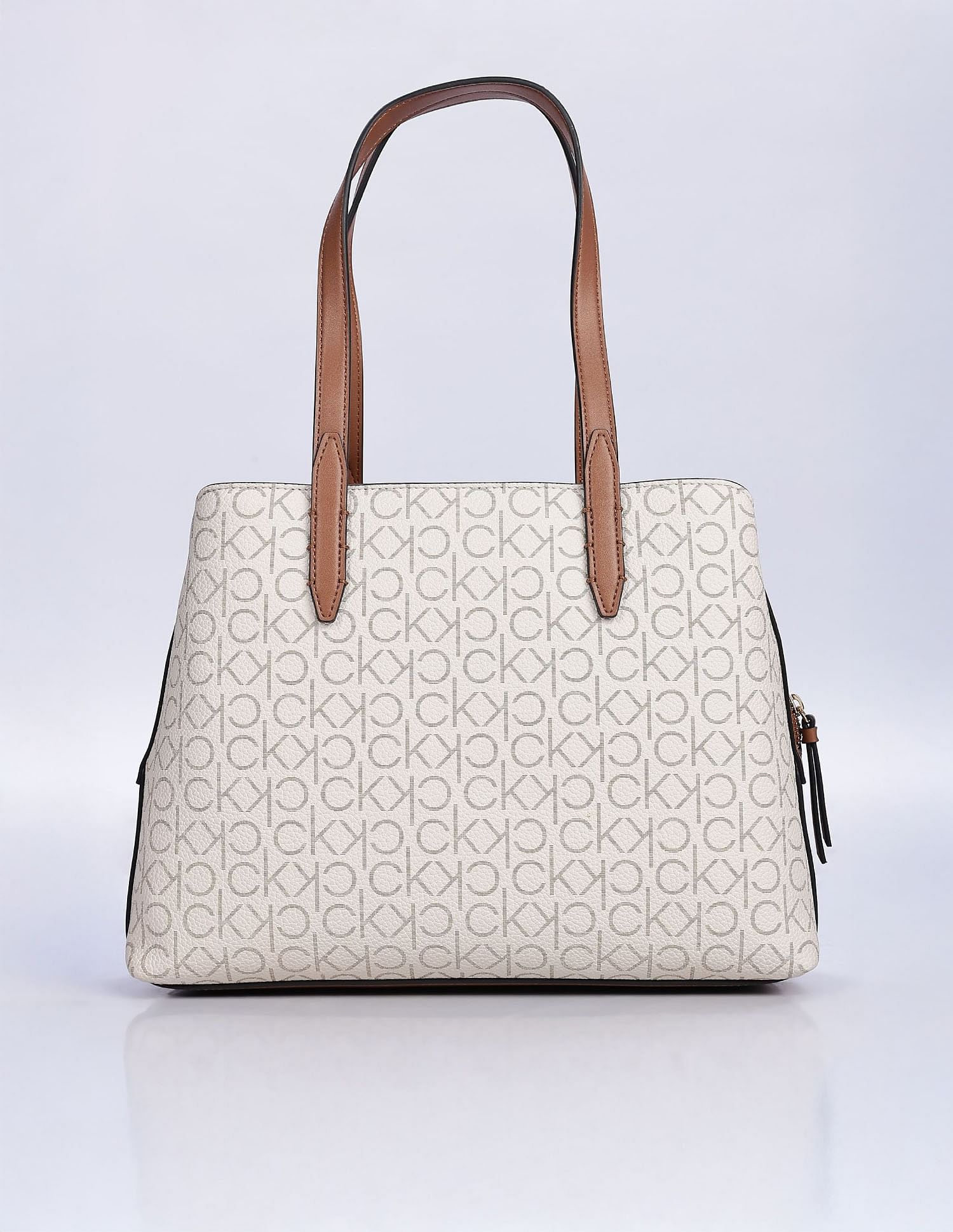 Calvin Klein Printed Beige Pvc Hand Bags