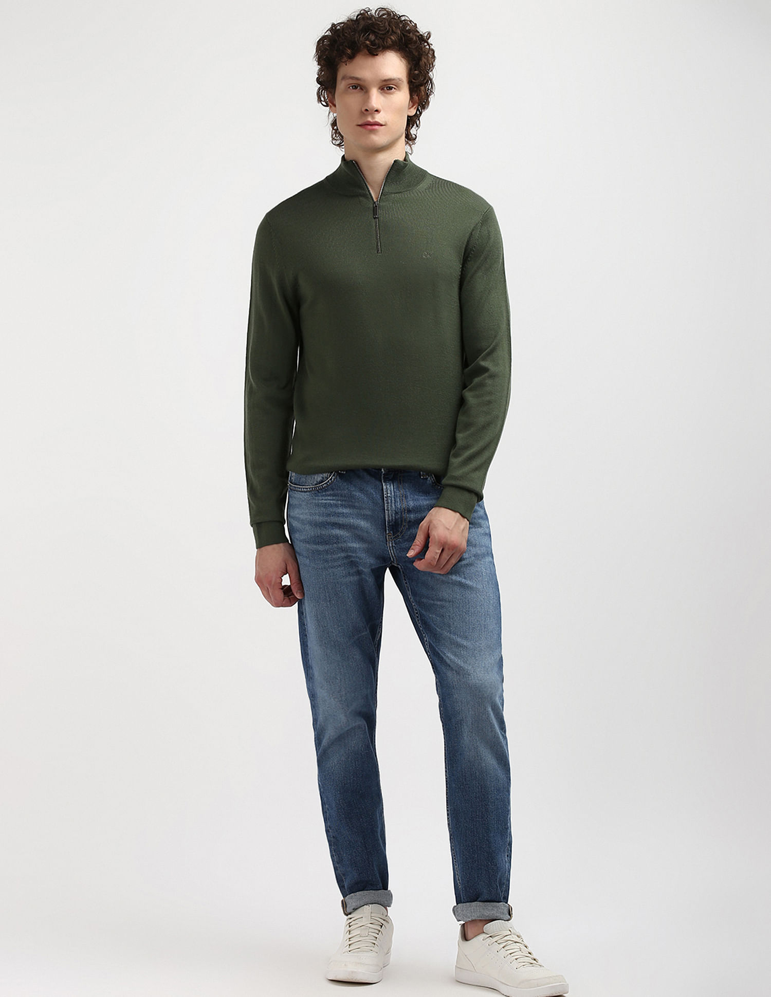 Calvin Klein Merino Wool Zip Up Sweater