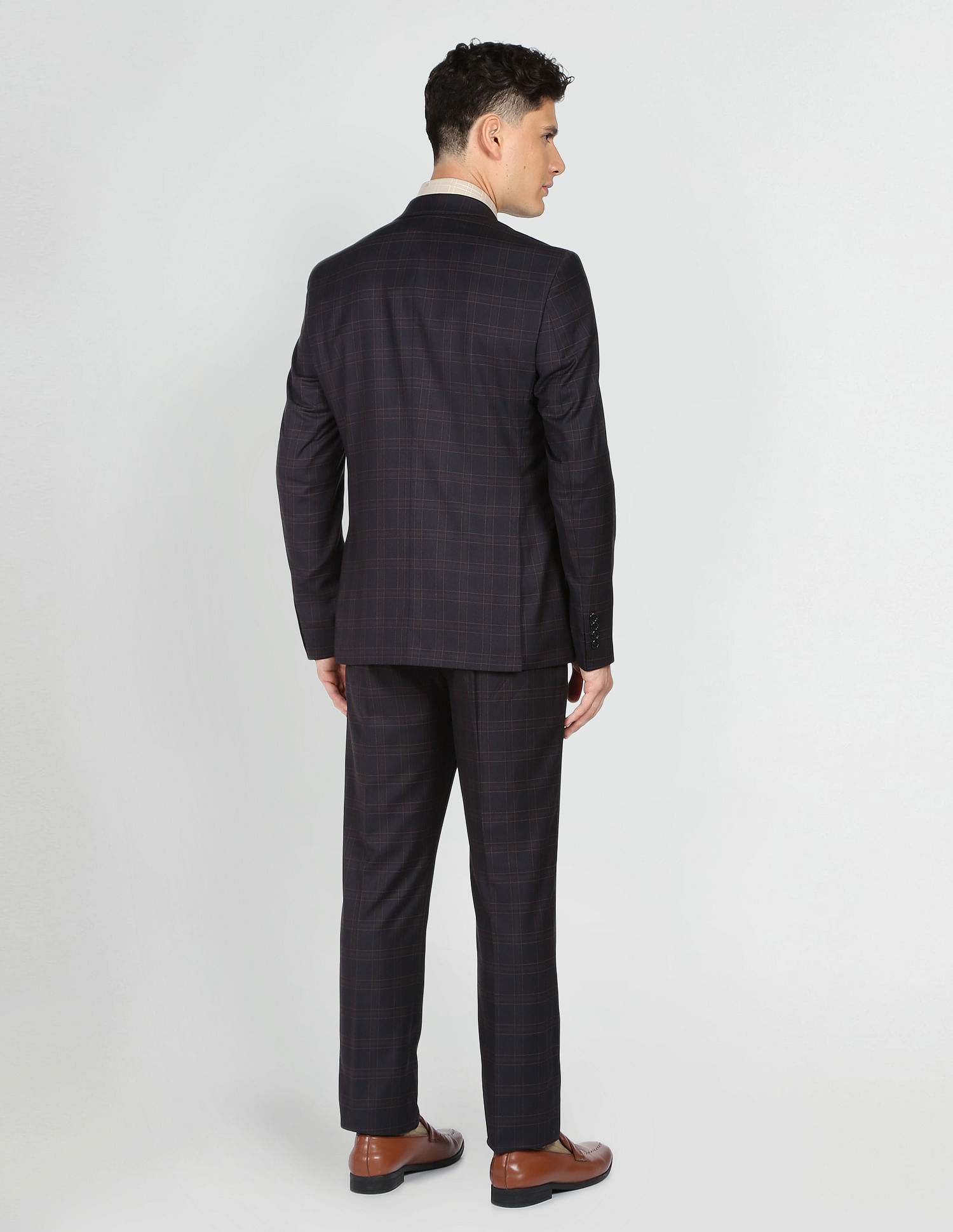 Limehaus | Black & Grey Checked Slim Fit Mens Suit | Suit Direct