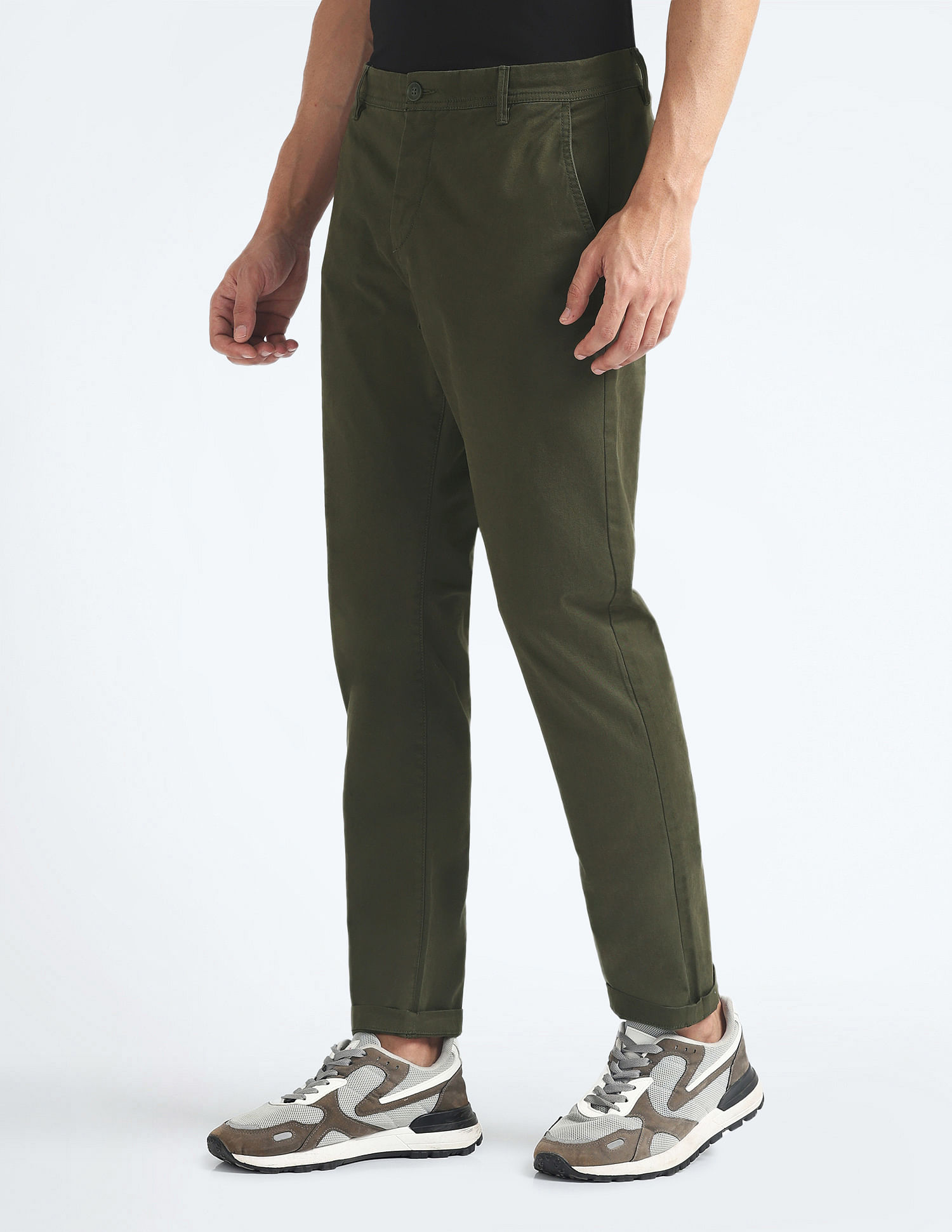Flying Machine Slash Slim Tapered Fit Solid Chinos