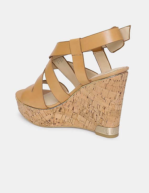 Guess tan wedges sale